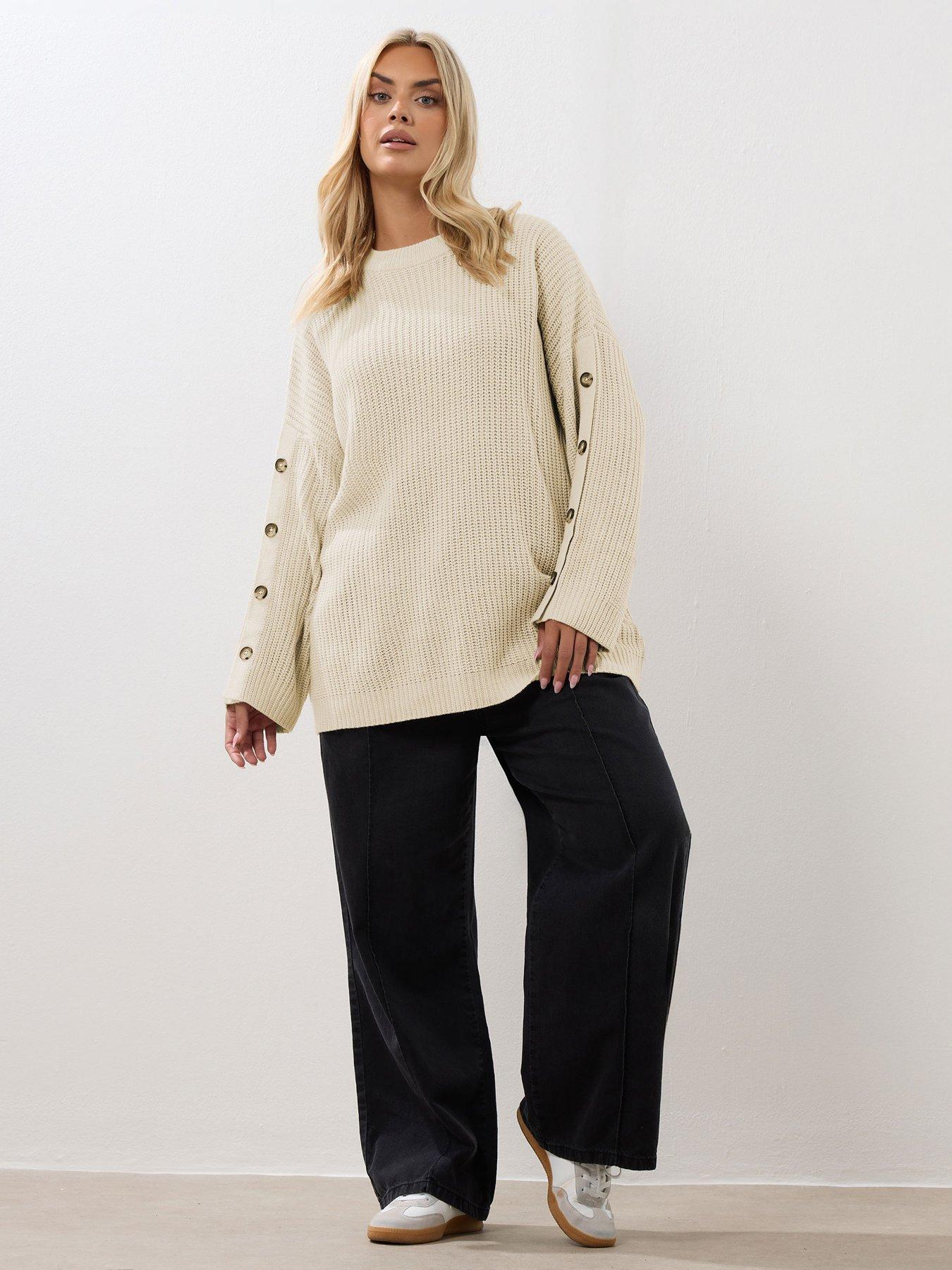 yours-curve-button-sleeve-jumper-naturalback