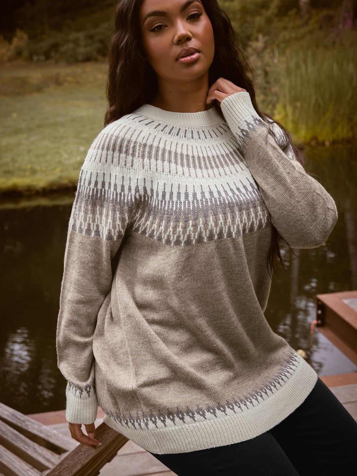 Yours Curve Fairisle Jumper - Natural