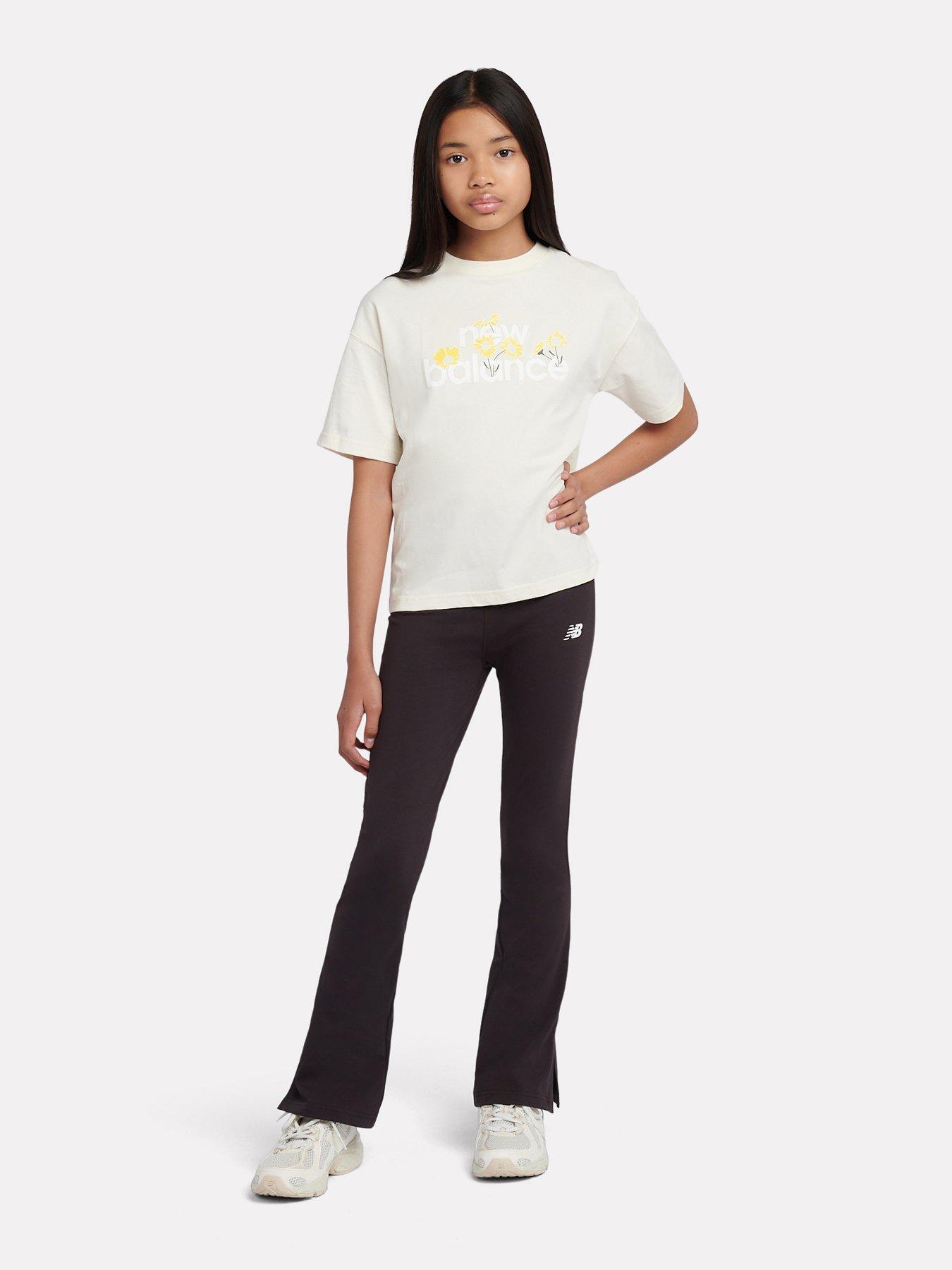 New Balance Kids Girls Flower Graphic T-Shirt And Flare Legging Set - Yellow