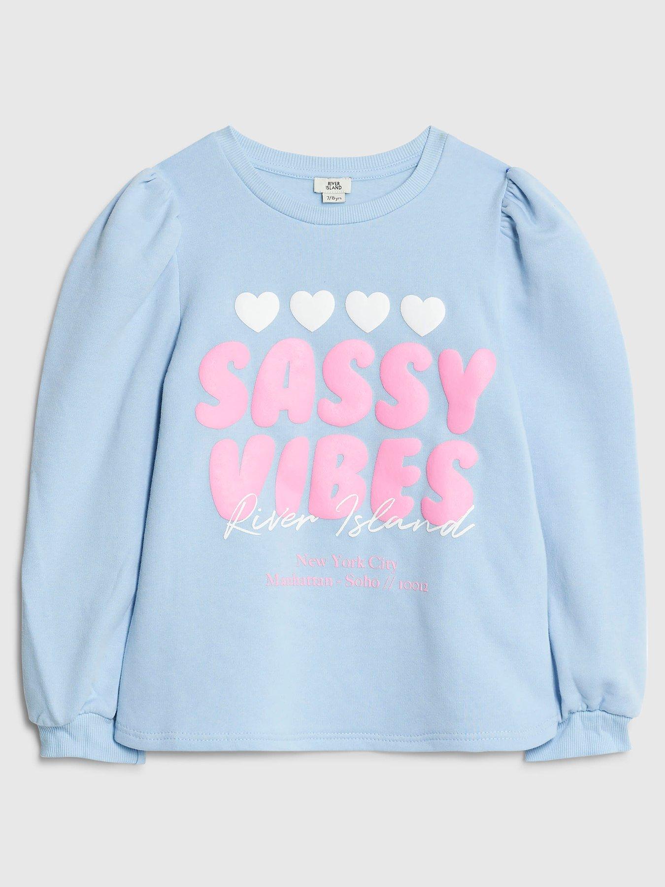 River Island Older Girls Sassy Vibes Sweatshirt - Blue