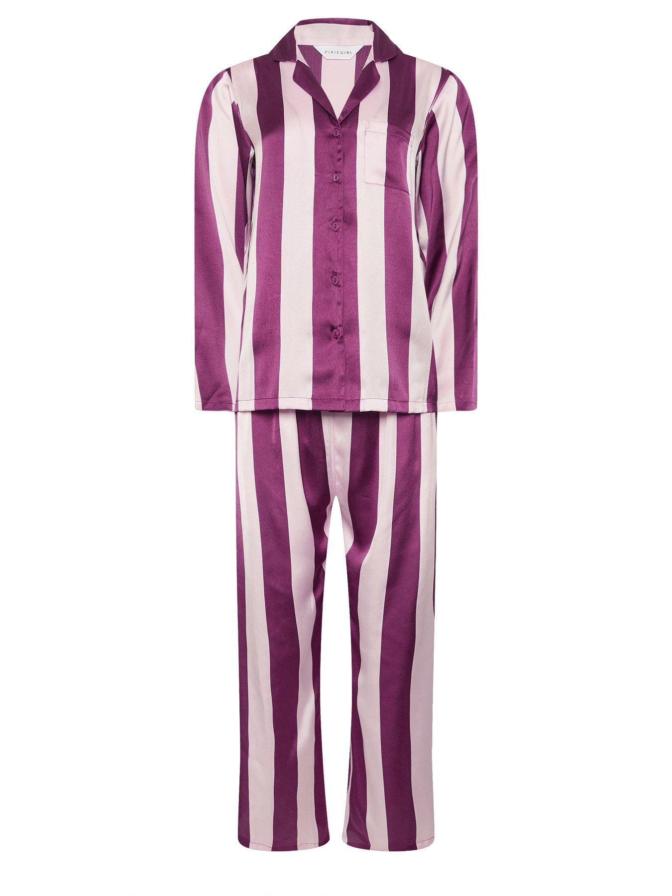 pixiegirl-petite-stripe-satin-button-pyjama-set-pinkpurpledetail