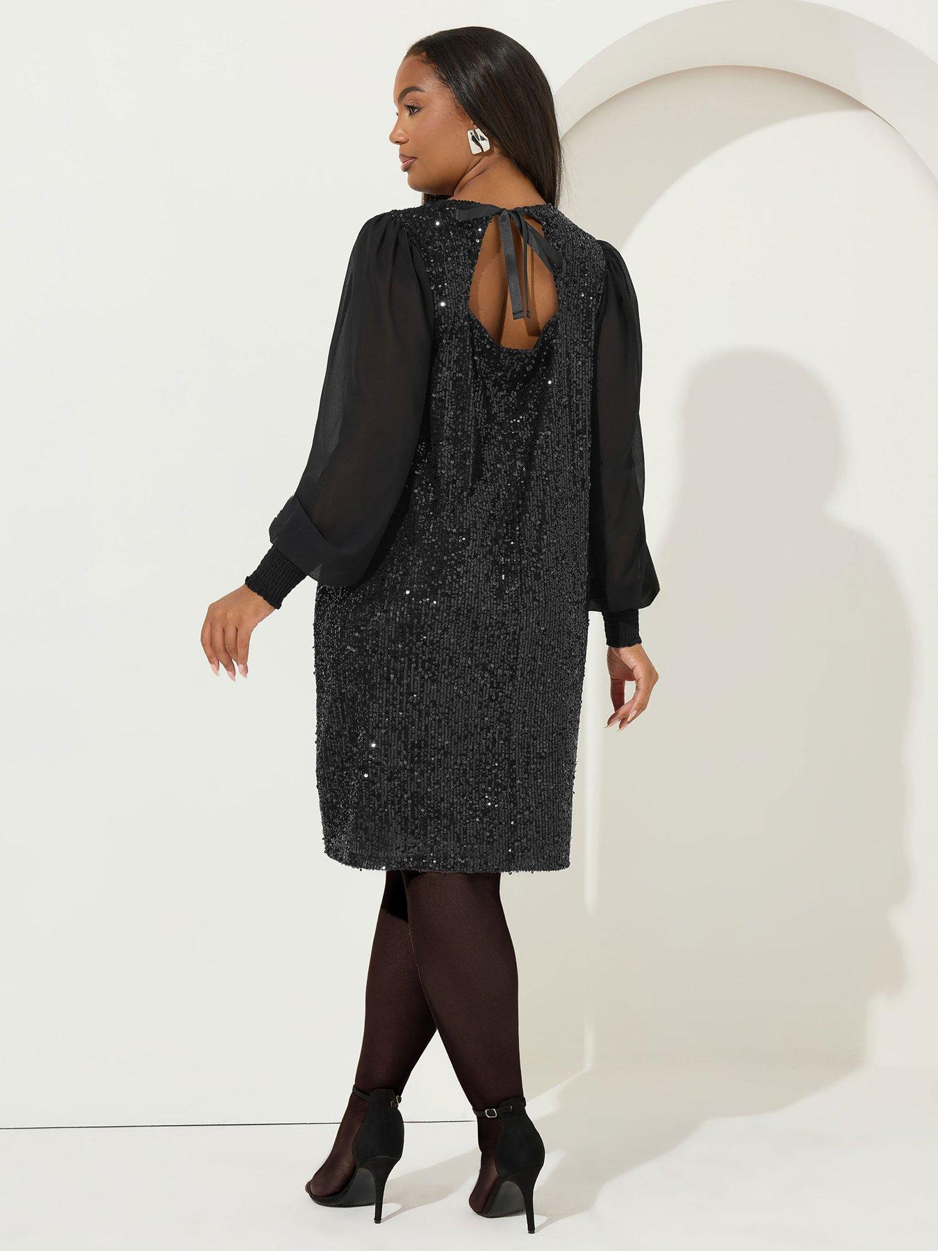 yours-curve-sequin-swing-dress-blackstillFront