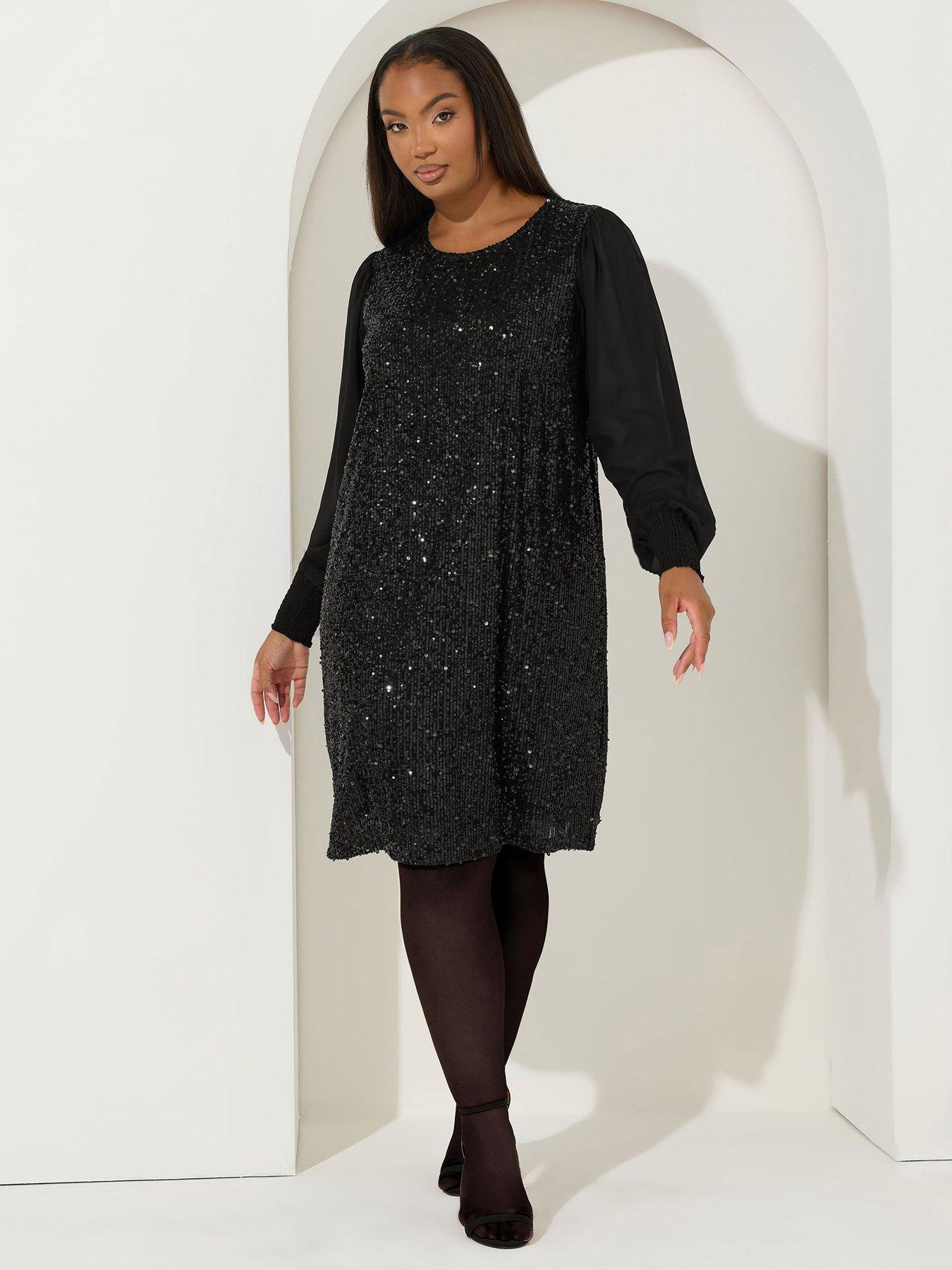 yours-curve-sequin-swing-dress-blackback