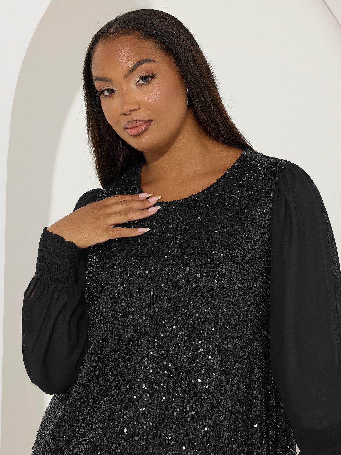 yours-curve-sequin-swing-dress-blackoutfit