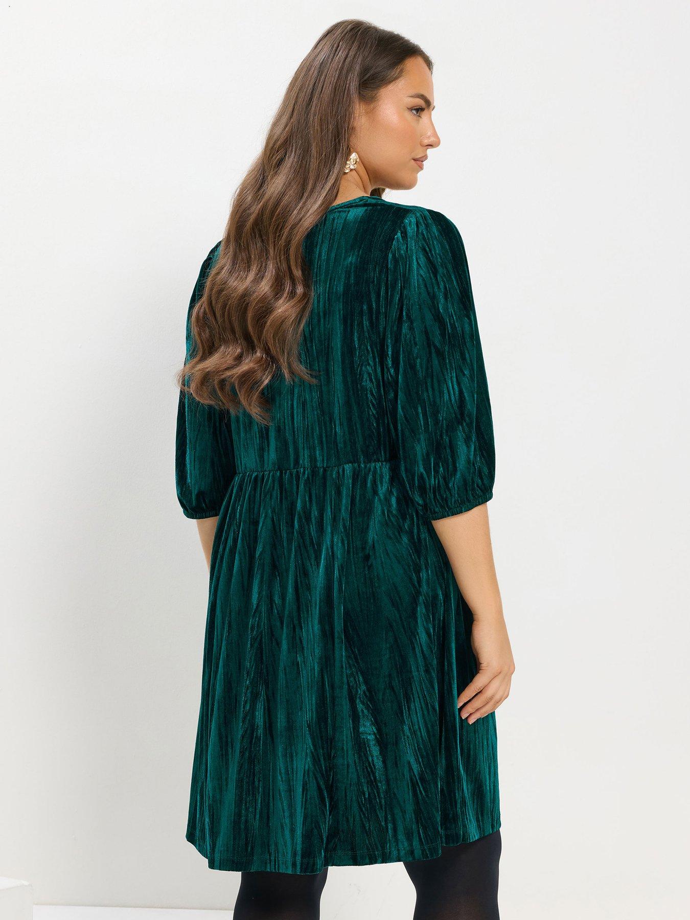yours-curve-crushed-velour-dress-bluestillFront