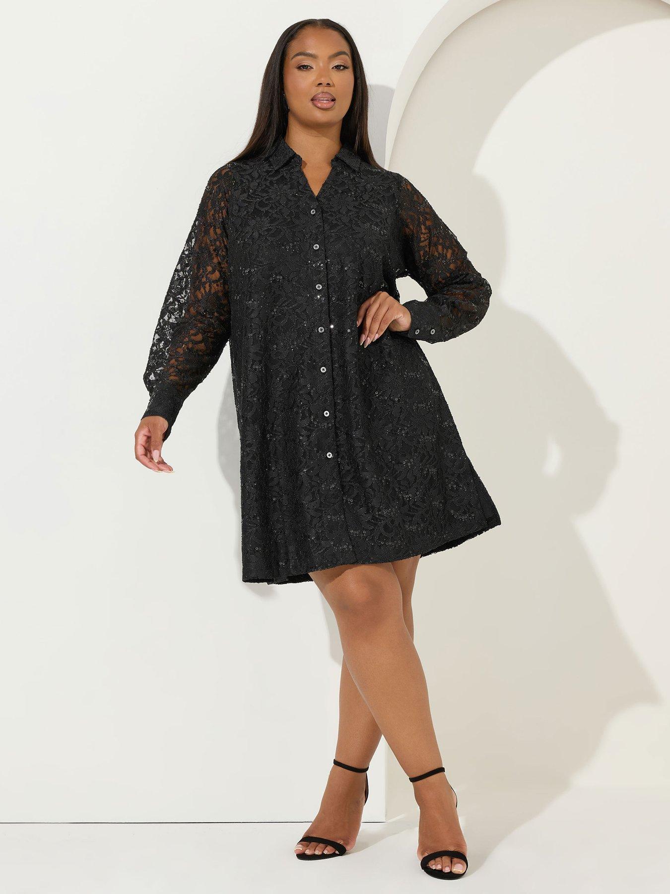 yours-curve-lace-shirt-dress-blackback