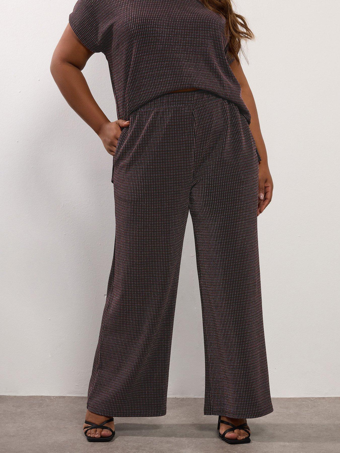 yours-curve-lurex-wide-leg-trouser-black