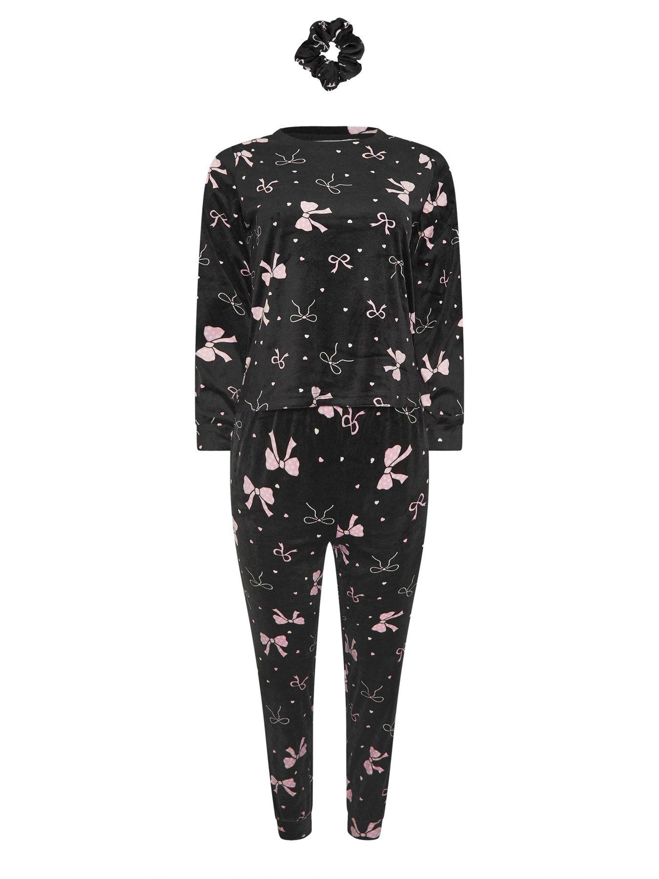 pixiegirl-petite-fleece-bows-hearts-pj-set-blackdetail