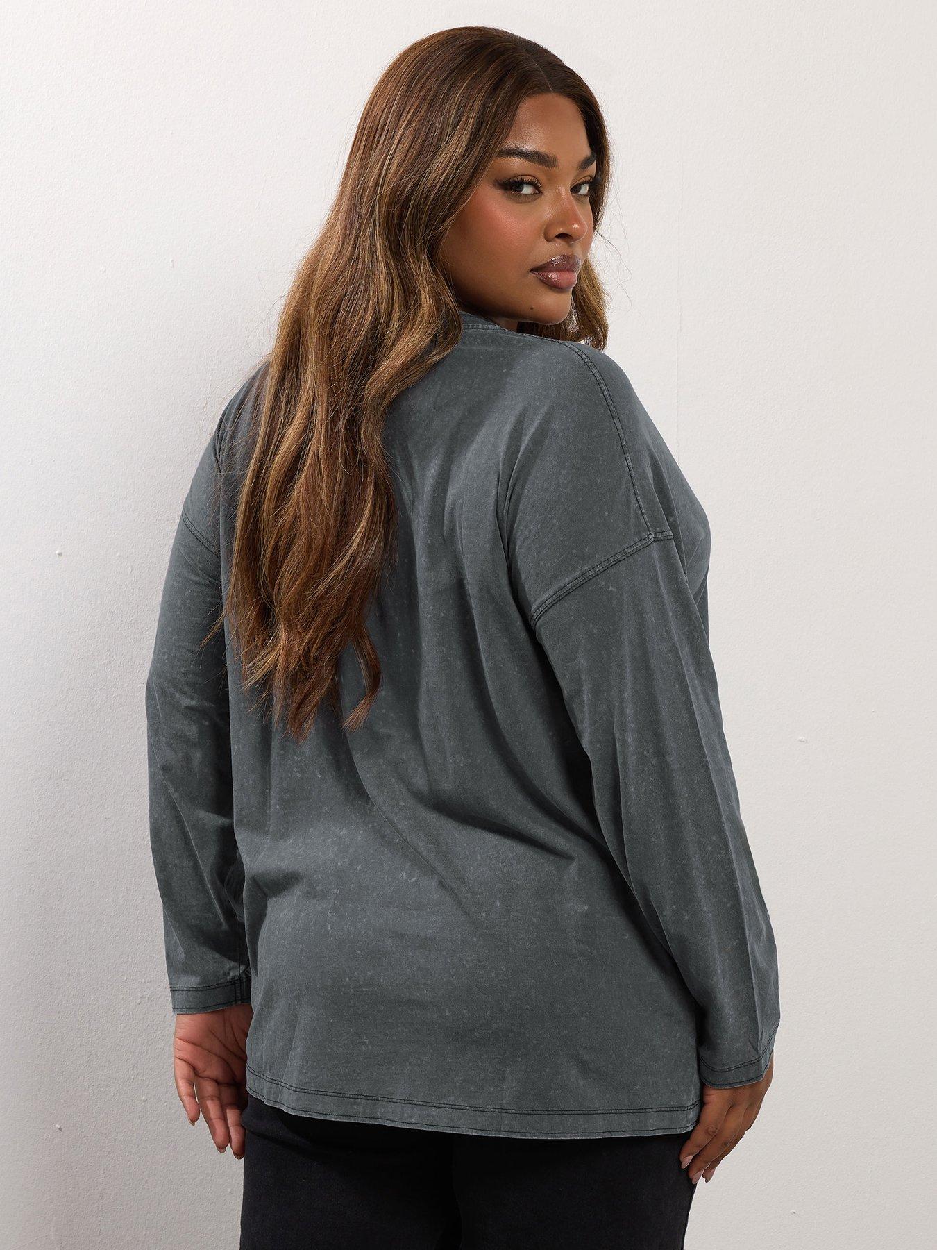 yours-curve-acid-wash-henley-top-greystillFront