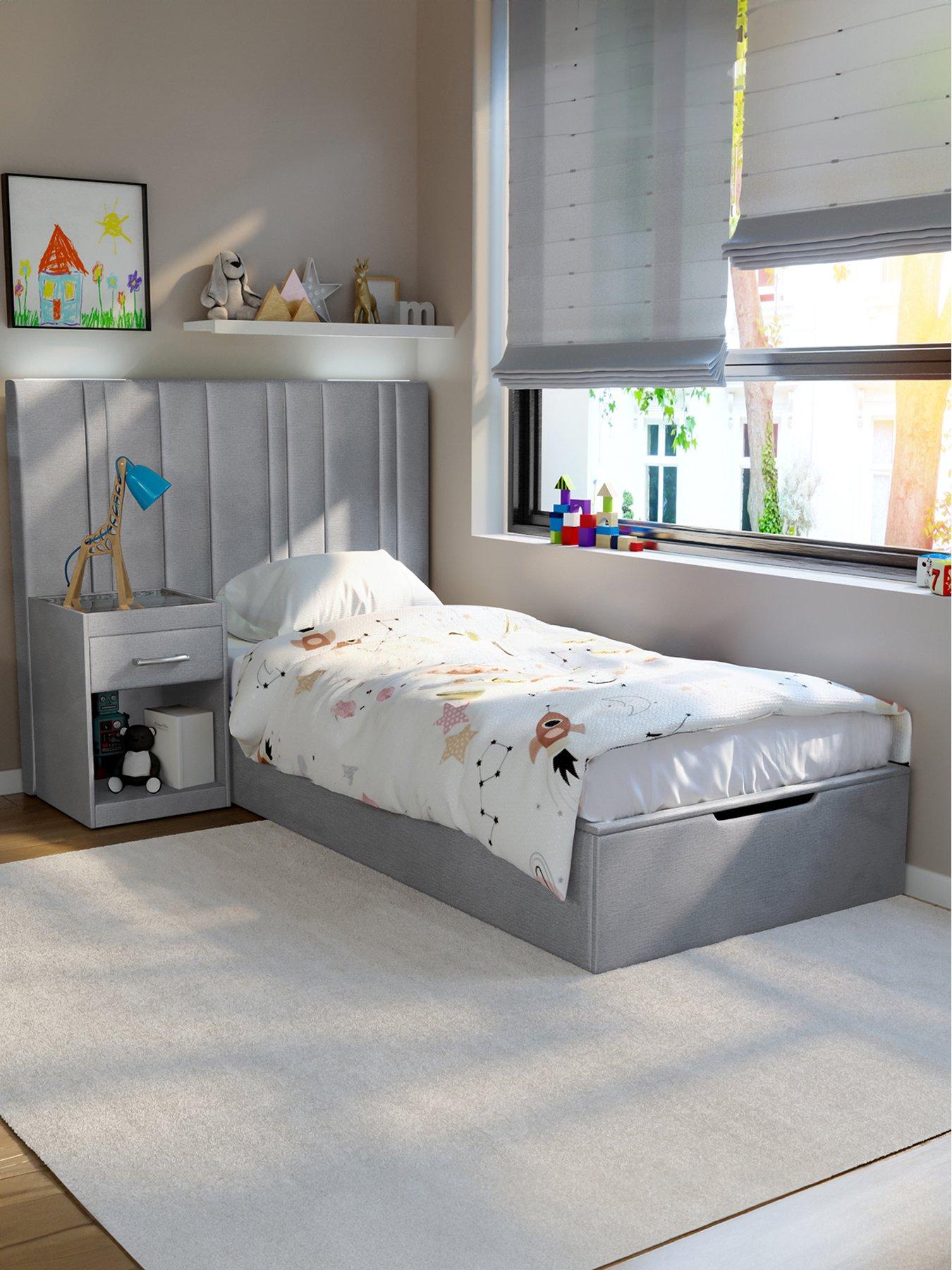 The Very Collection Oscar End Lift Up Storage Ottoman Single Kids Bed with Side Table and Mattress Options (Buy  &  SAVE!)