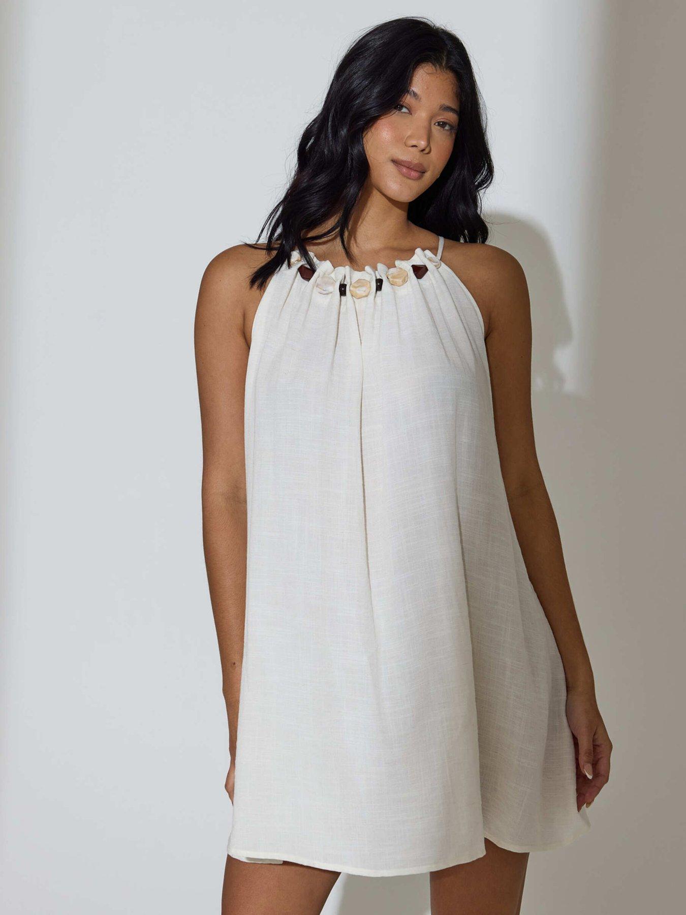 south-beach-bead-detail-flowy-mini-dress--whiteoutfit