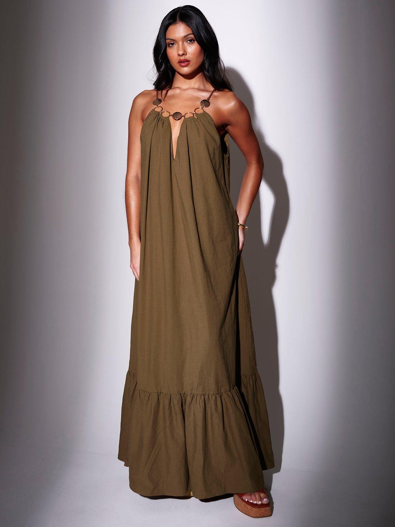 beach dresses ireland Frank & Eileen Ireland Dress Green Gingham, Italian Performance Linen Green L