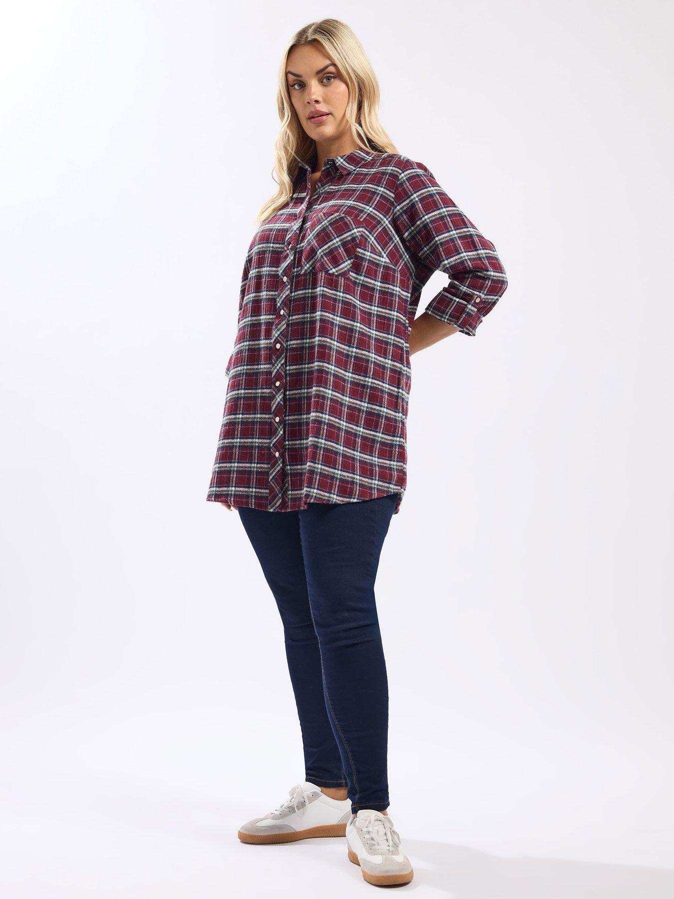 yours-curve-boyfriend-check-shirt-redback