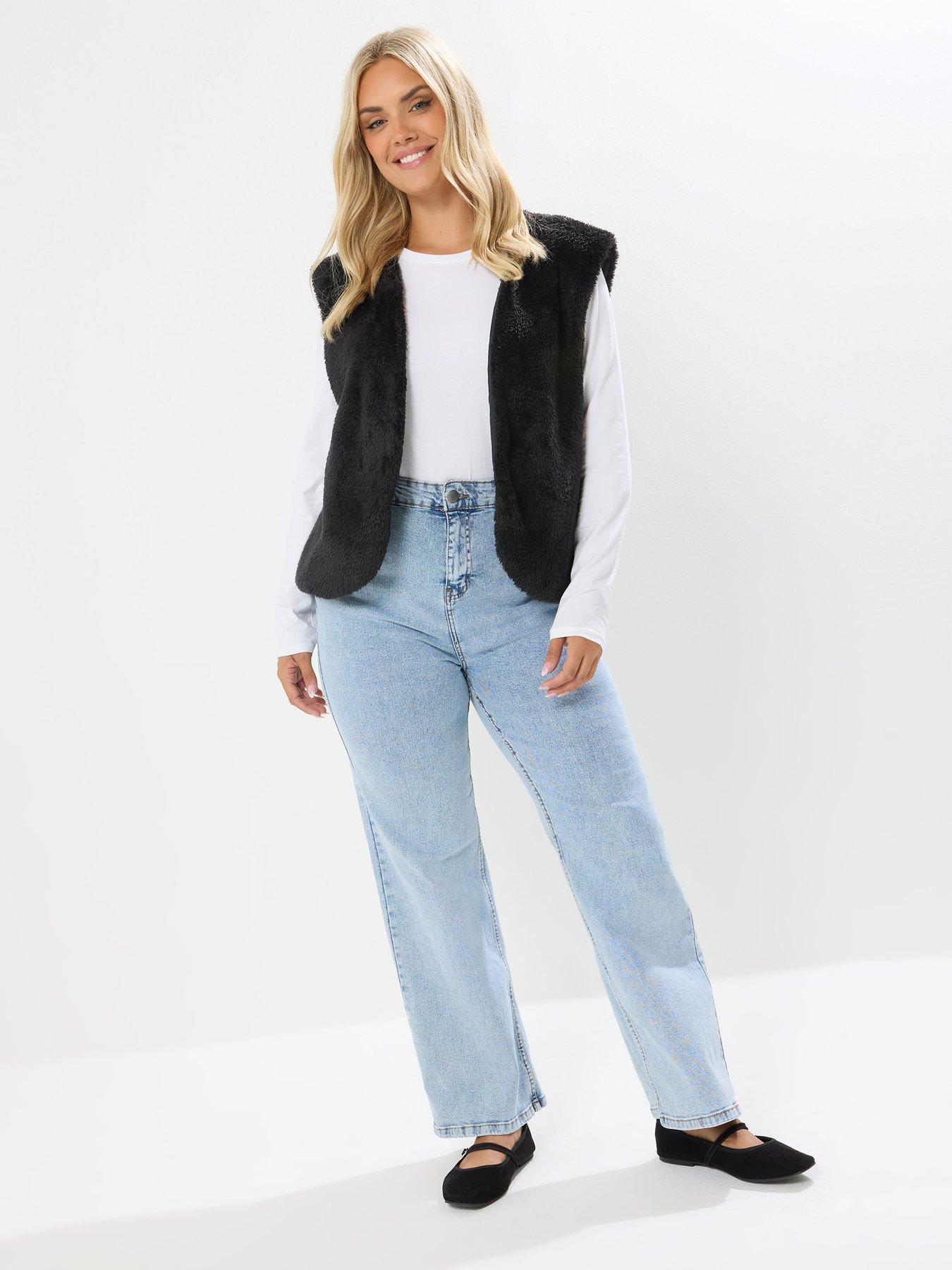 yours-curve-feather-fleece-gilet-blackback