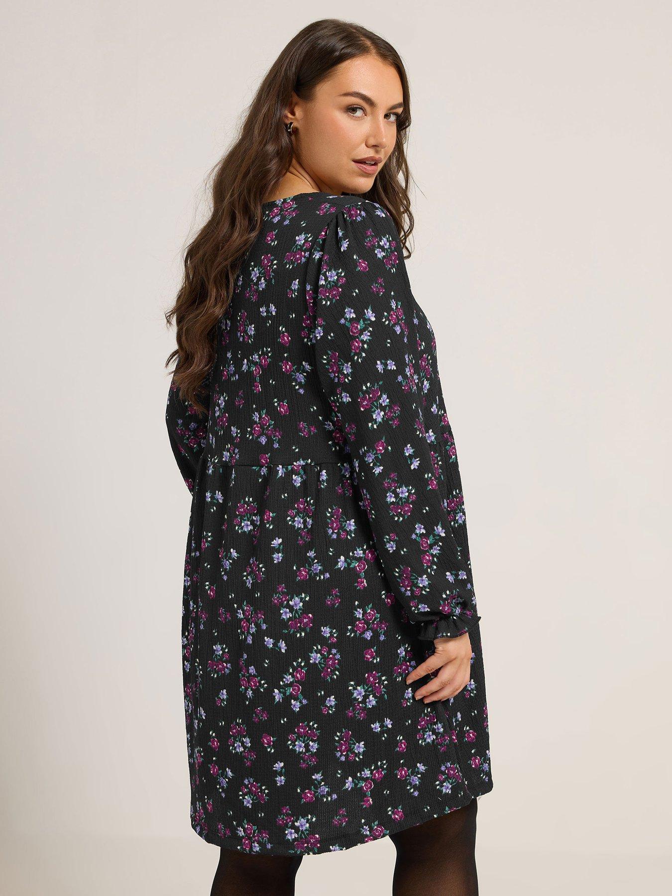 Image 2 of 4 of Yours Curve Tie Front Dress - Purple