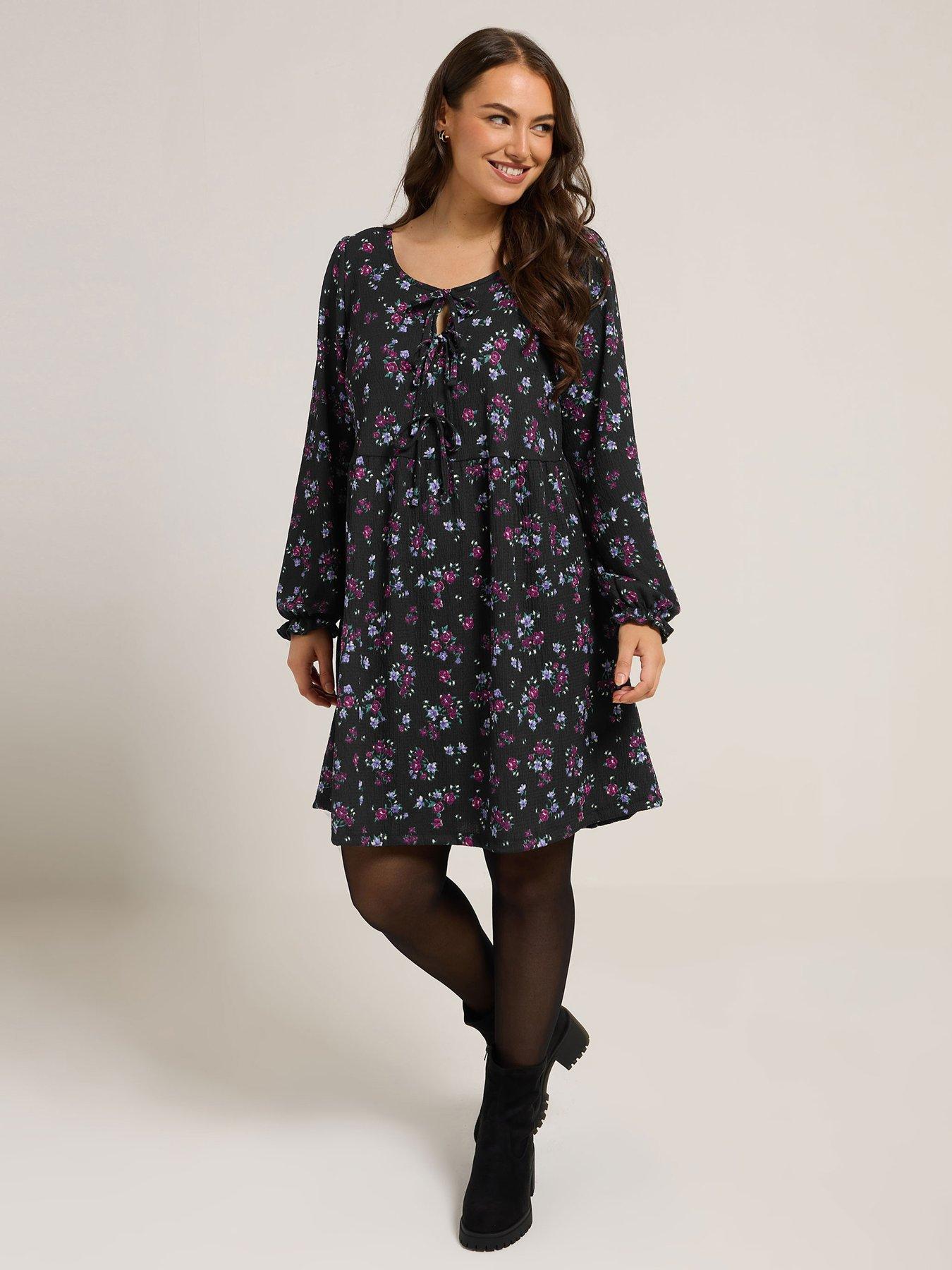 Image 3 of 4 of Yours Curve Tie Front Dress - Purple
