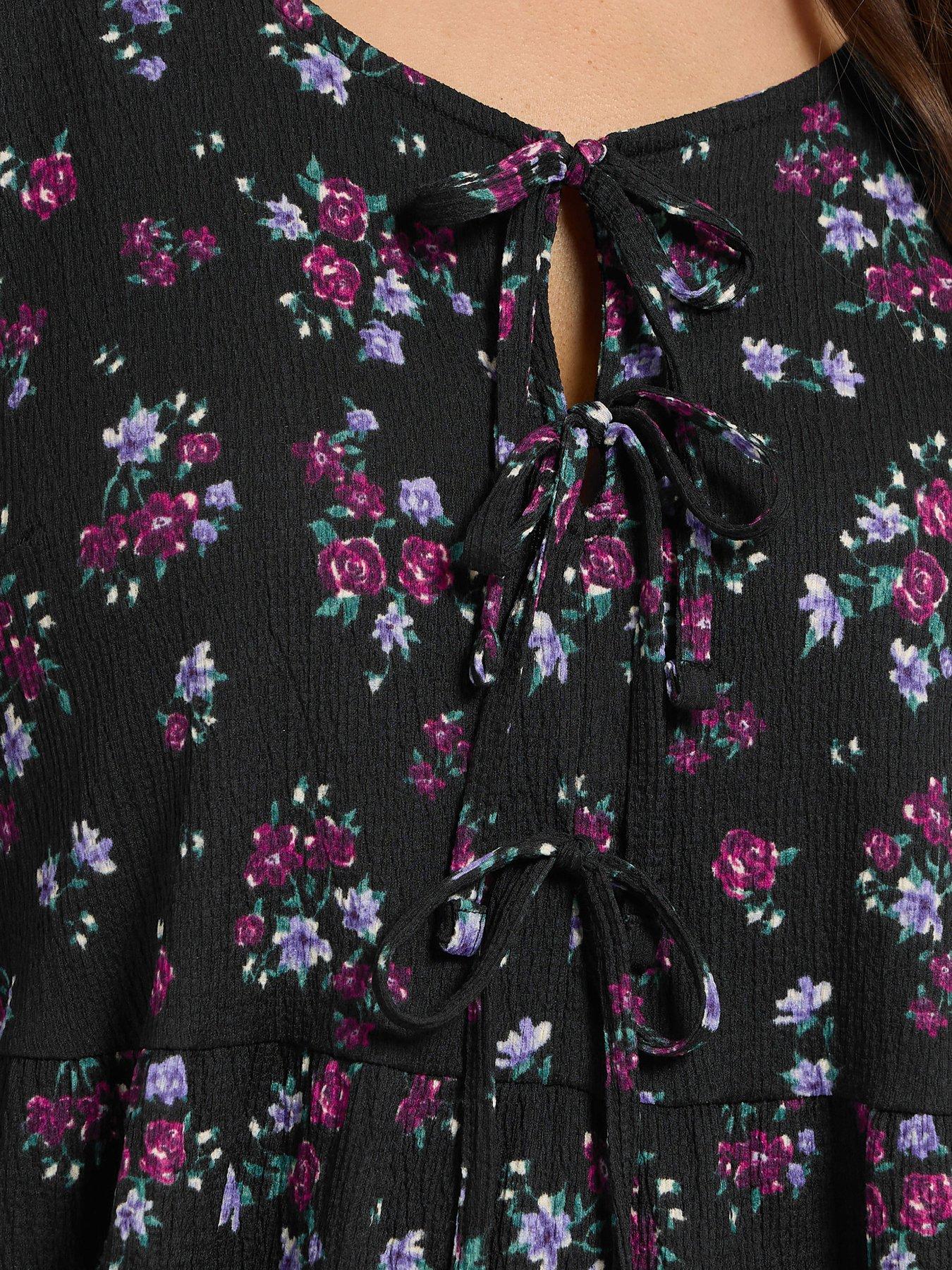 Image 4 of 4 of Yours Curve Tie Front Dress - Purple