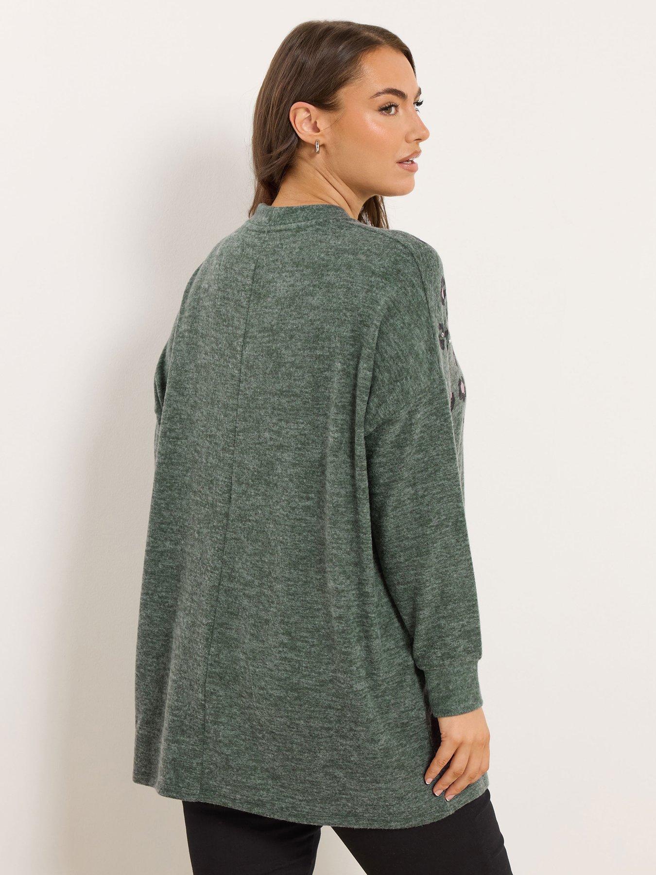 yours-curve-animal-stud-jumper--greenstillFront