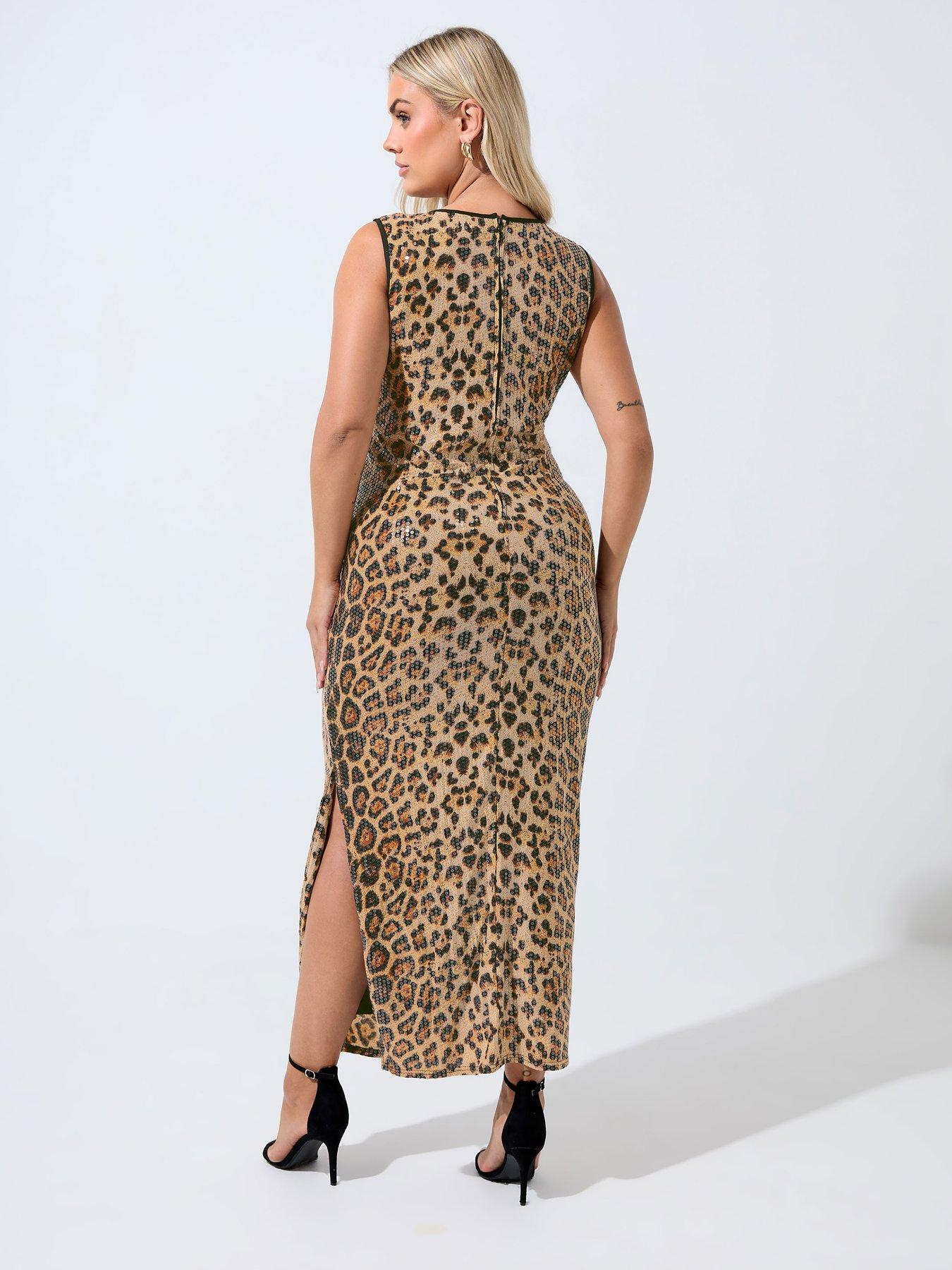 yours-curve-leopard-sequin-dress-brownstillFront