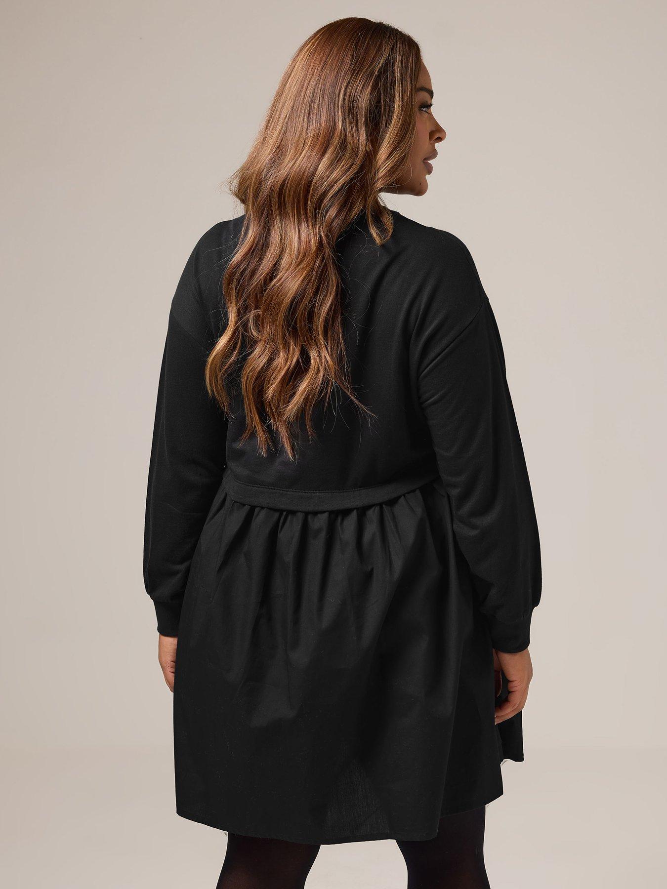 yours-curve-poplin-jumper-dress-blackstillFront