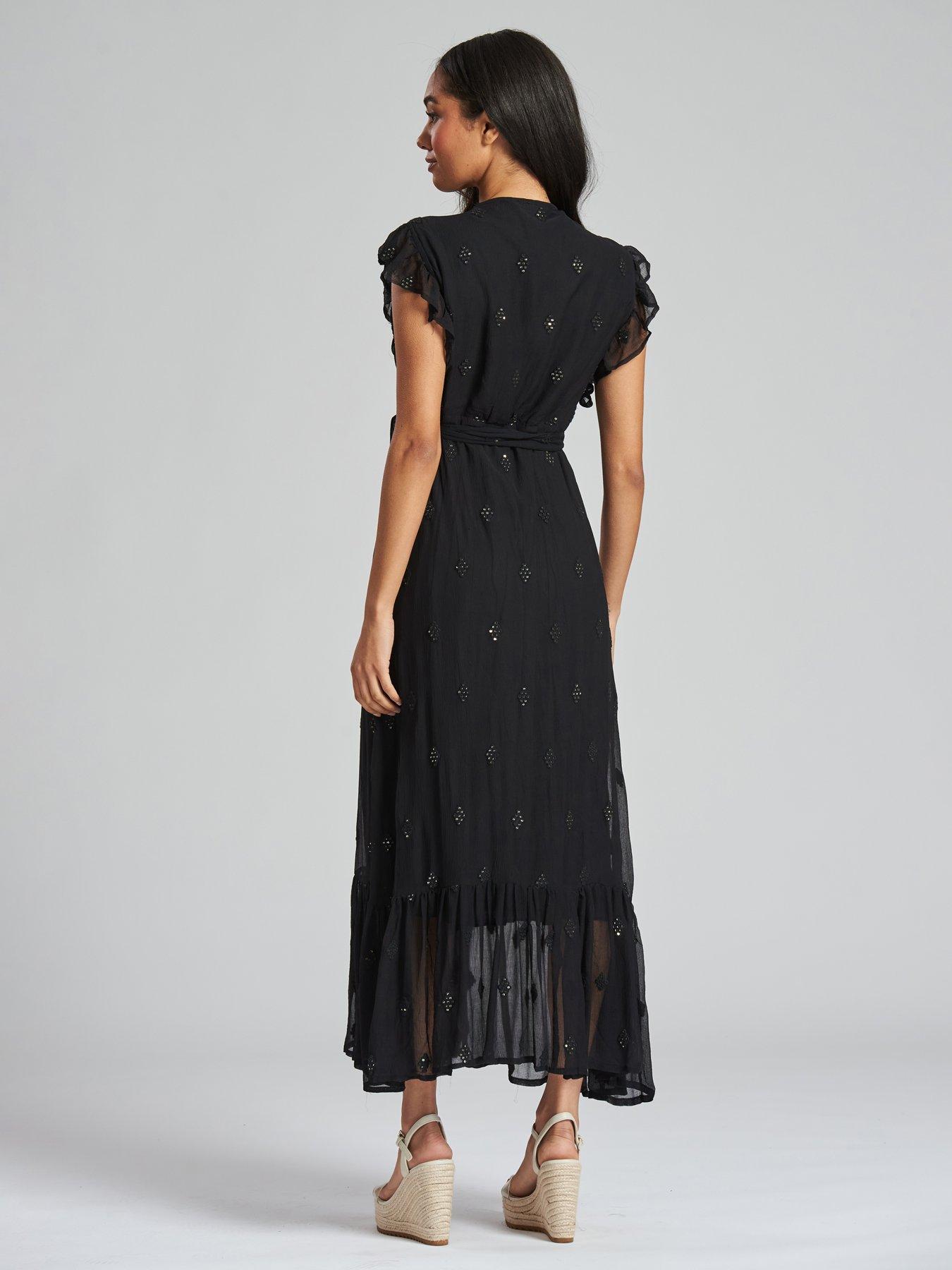 south-beach-sequin-detail-wrap-midi-dress-blackstillFront