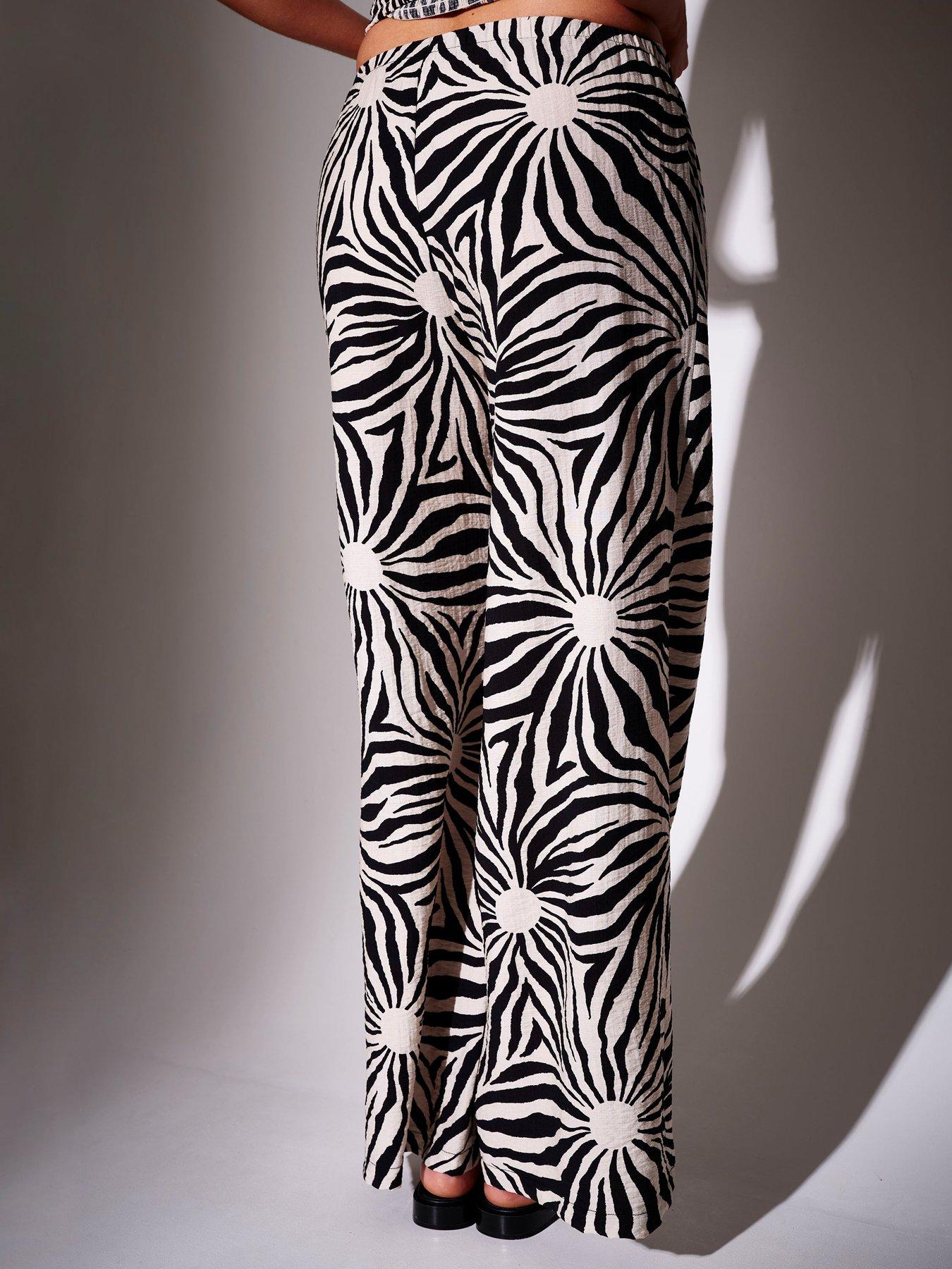 Image 2 of 3 of South Beach Sunburst Textured Wide Leg Trousers - Mono