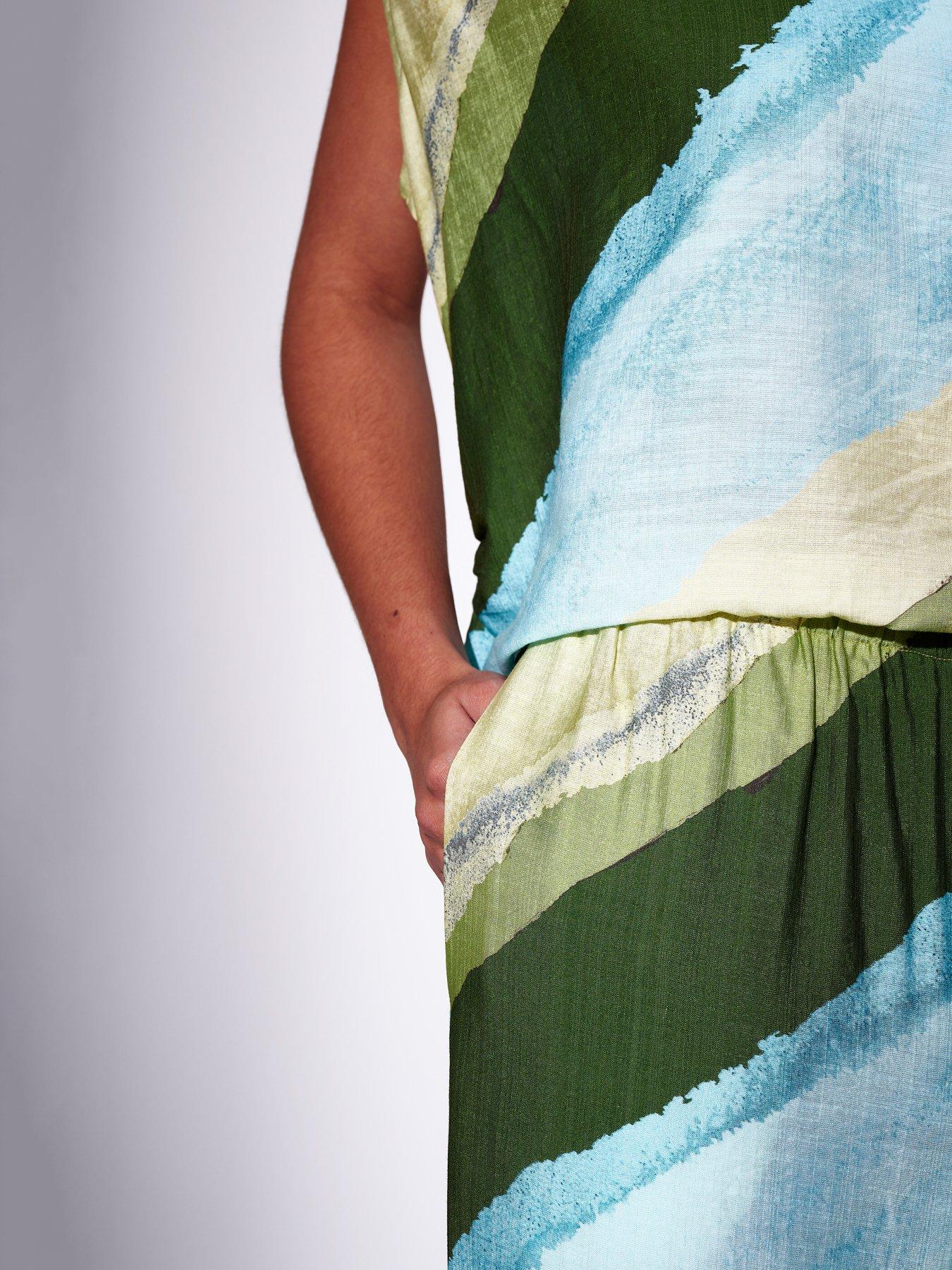 Image 3 of 3 of South Beach Asymmetric Stripe One Shoulder Top - Multi