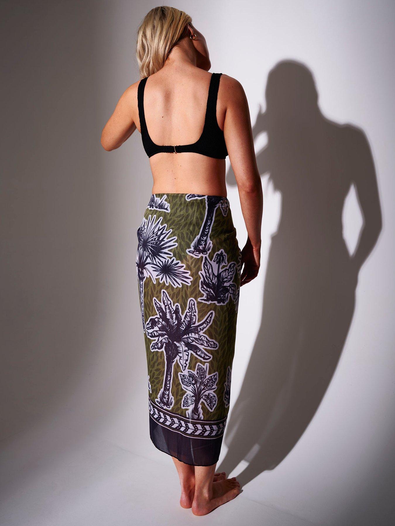 Image 2 of 2 of South Beach South Beach Printed Palm Tree Sarong-multi