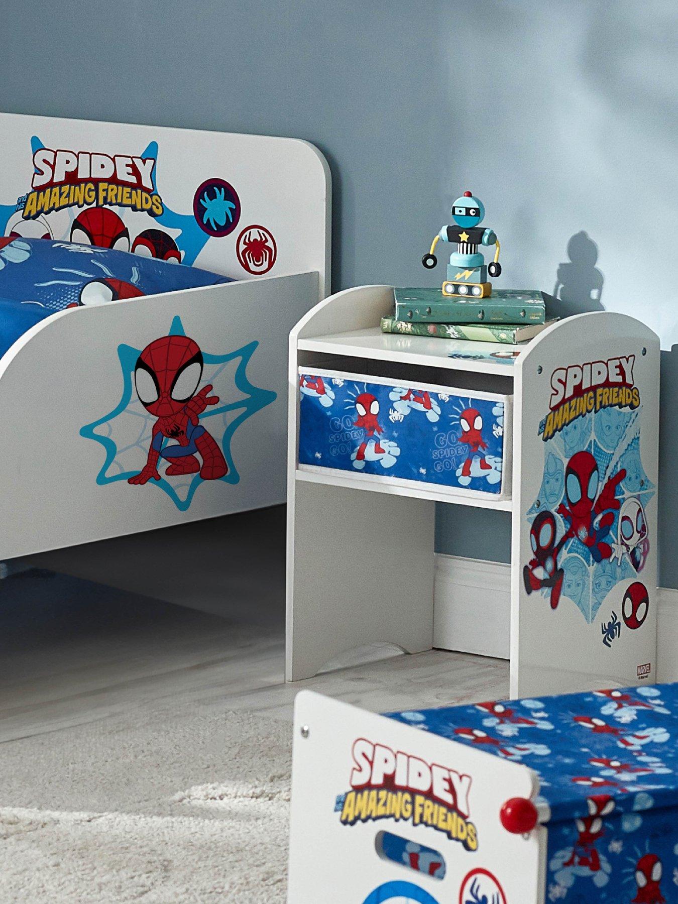 Spiderman Bedside Table - Sturdy Engineered Wood Construction, Small Side Table with Drawer for Kid's Bedroom