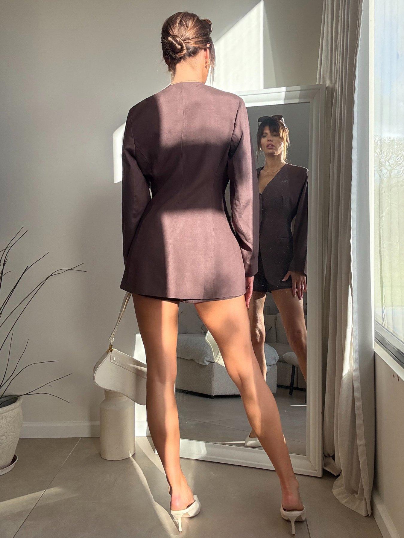 Image 2 of 4 of Style Cheat Puff Sleeve Blazer - Brown