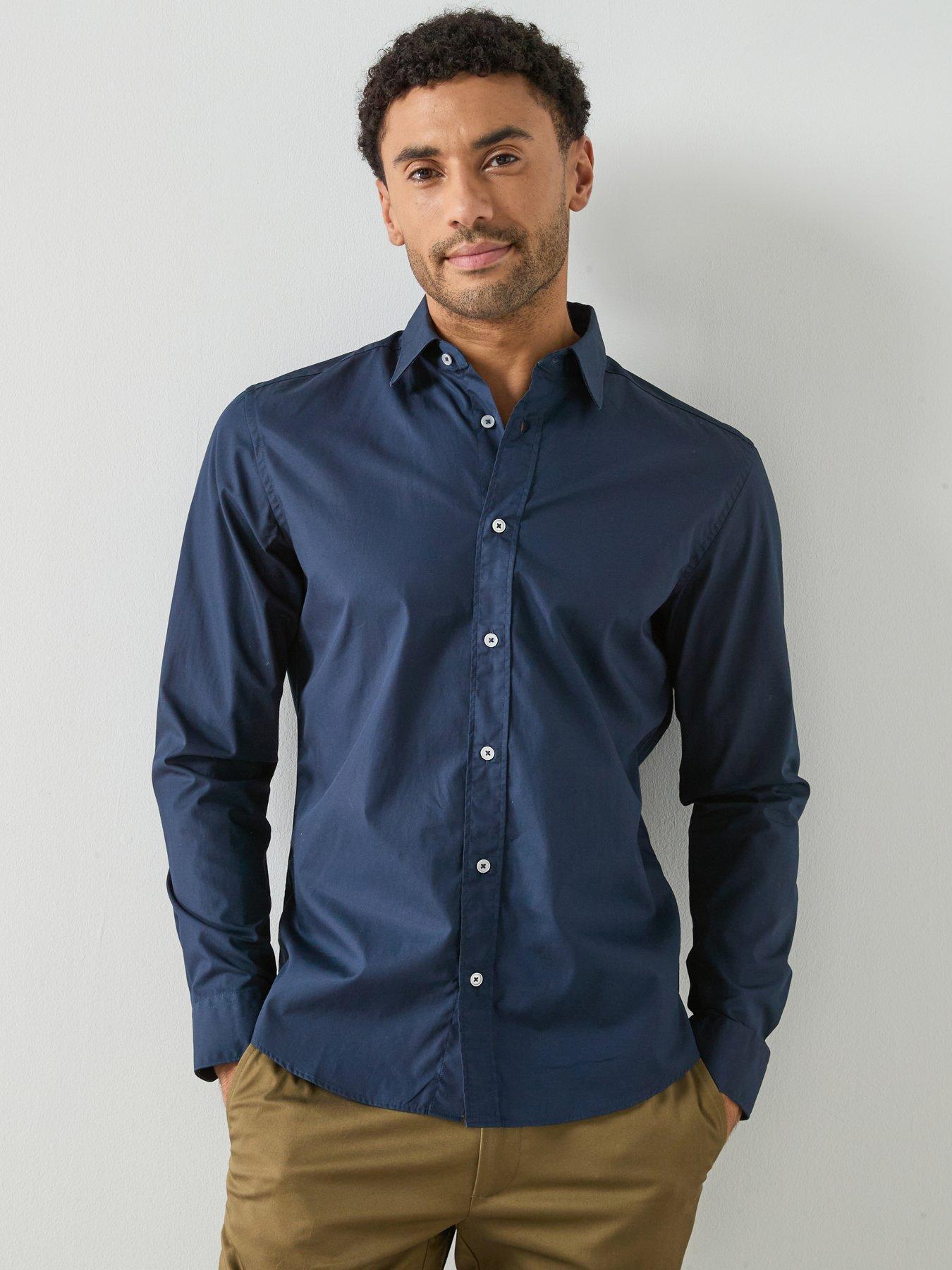 mango-play-cotton-poplin-shirt-navyfront