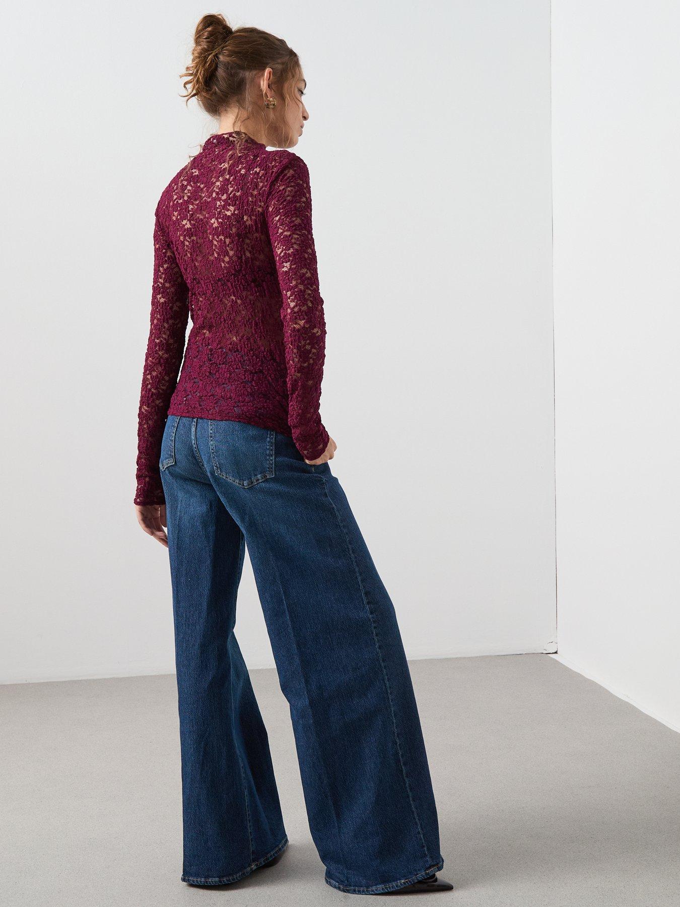 mango-lace-top-with-perkins-collar-redstillFront