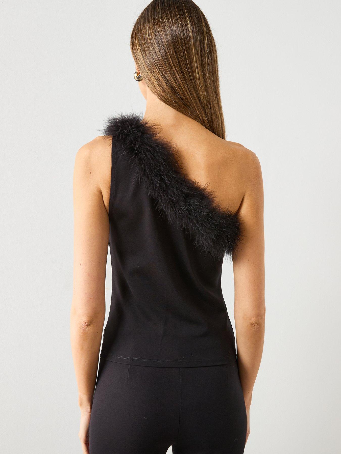mango-feather-detail-one-shoulder-top-blackstillFront