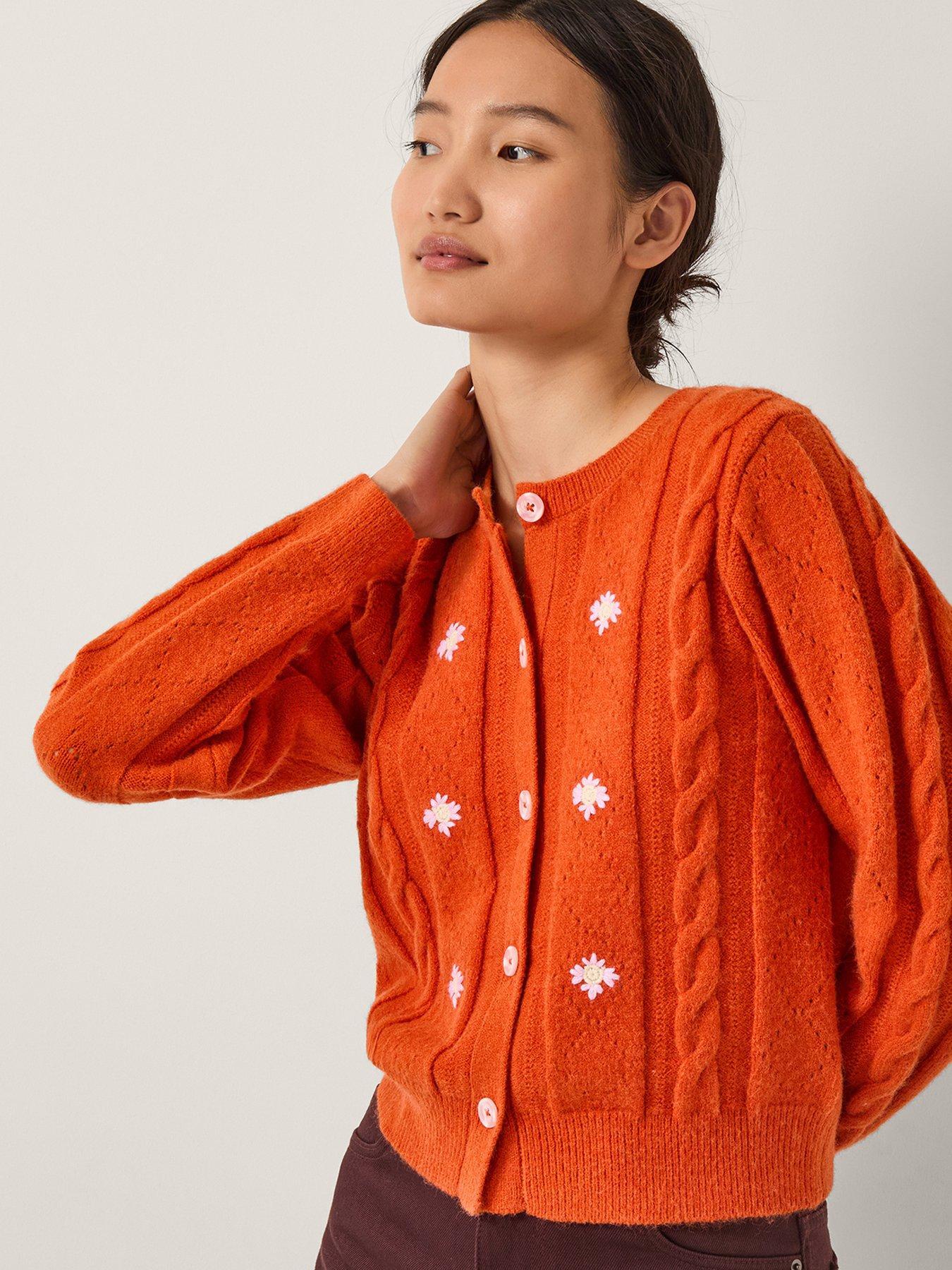 Monsoon Enya Cable Knit Cardi - Orange