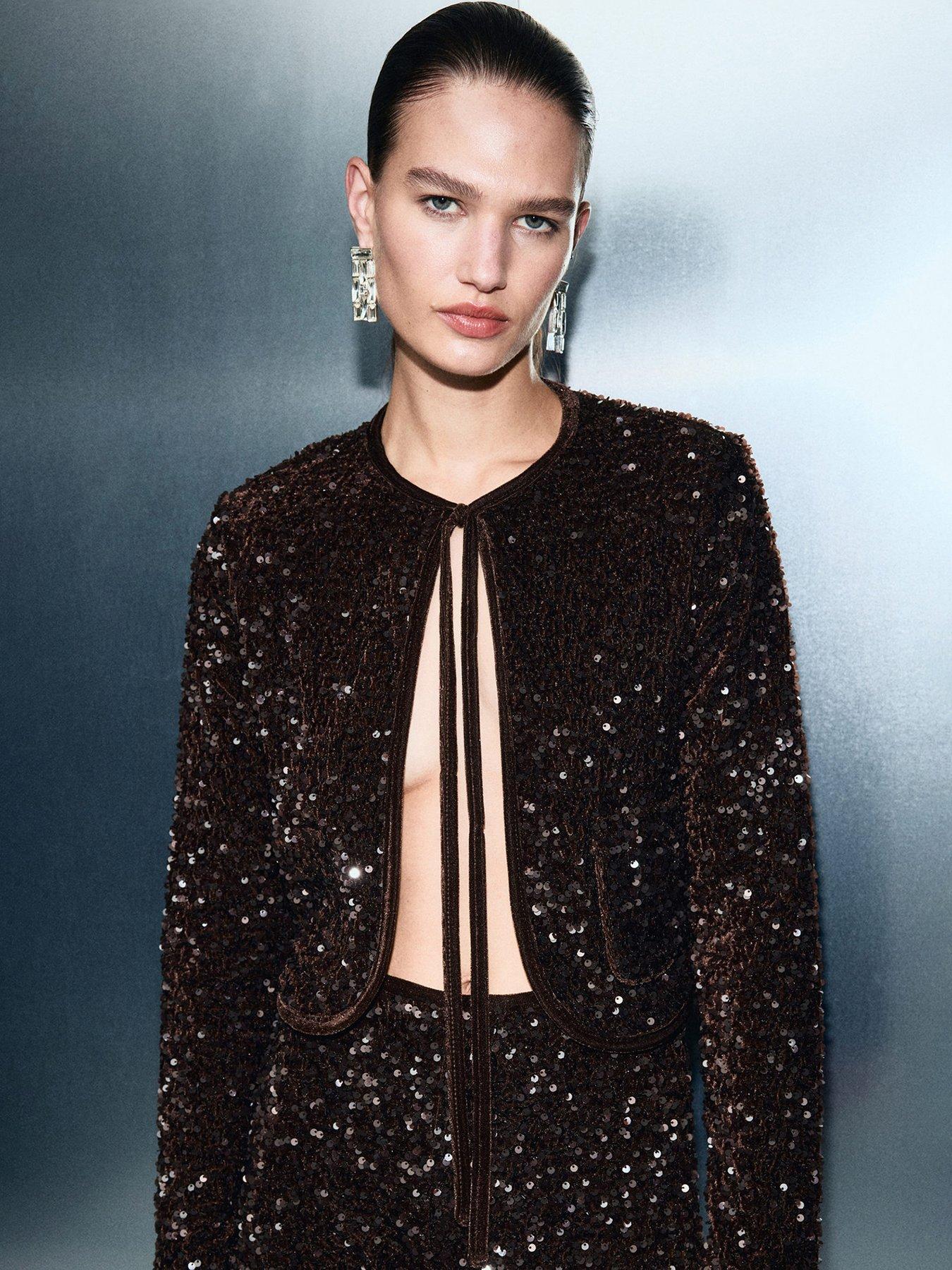 mango-sequin-tie-velvet-jacket-brown