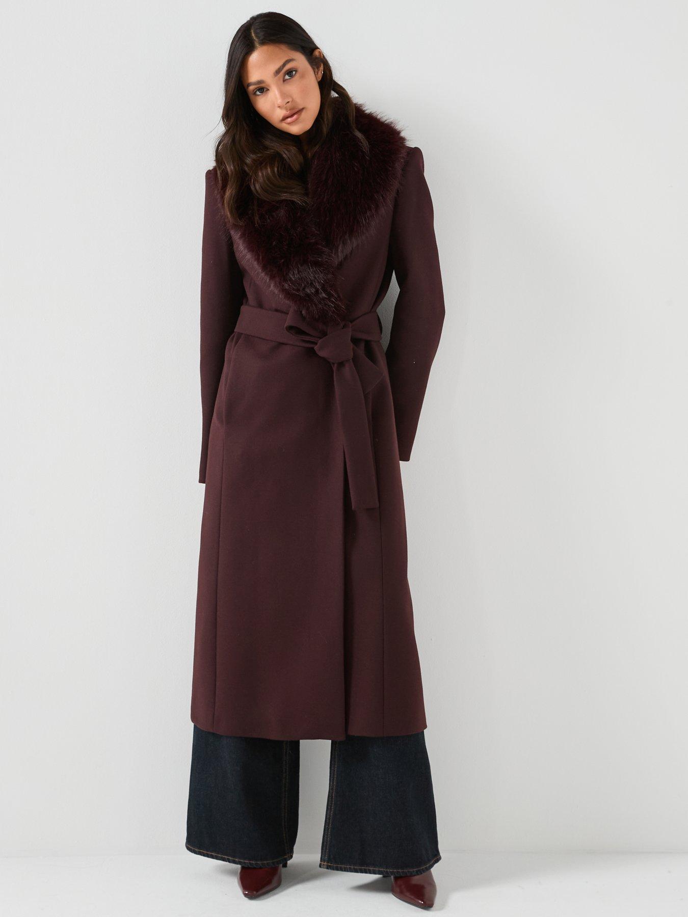 mango-faux-fur-trim-duster-coat-burgundyfront