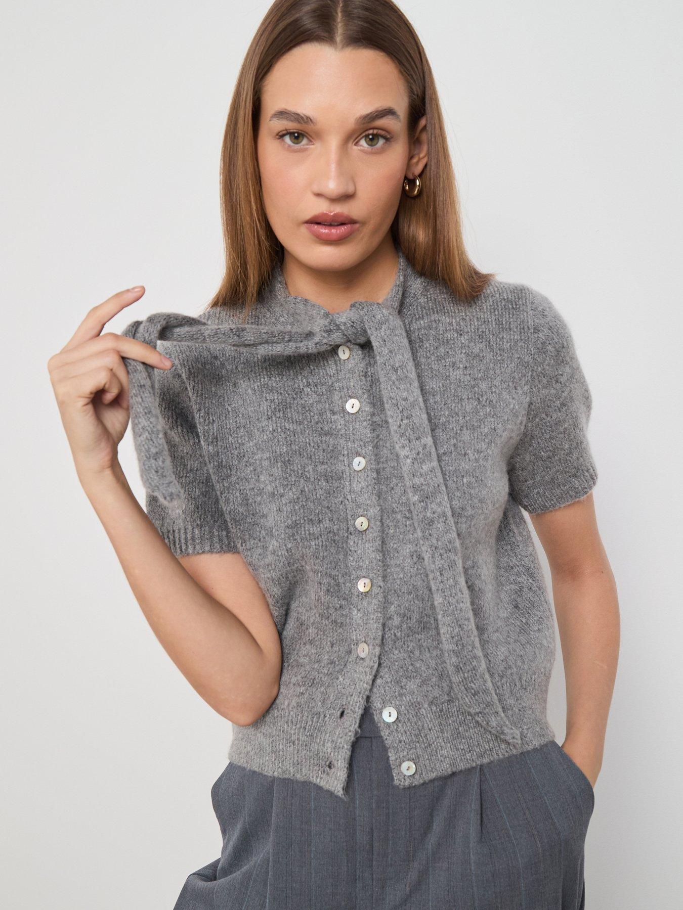 Mango Scarf Detail Cardigan - Grey