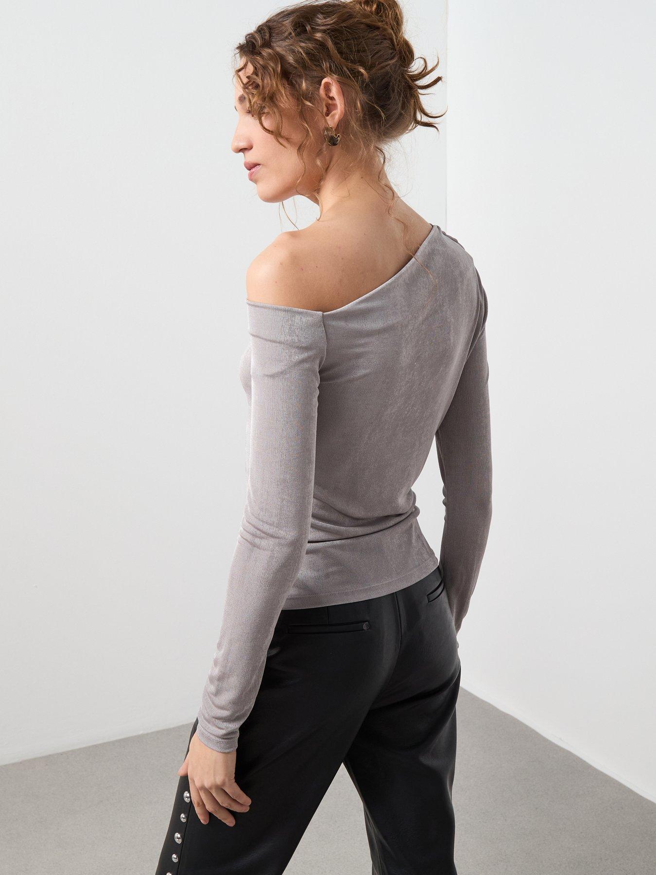 Image 2 of 6 of Mango Asymmetric Sparkle Top - Grey
