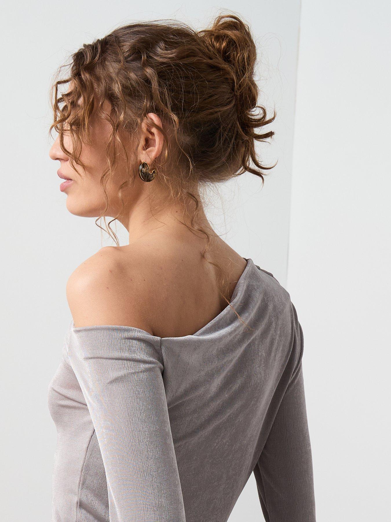 Image 6 of 6 of Mango Asymmetric Sparkle Top - Grey