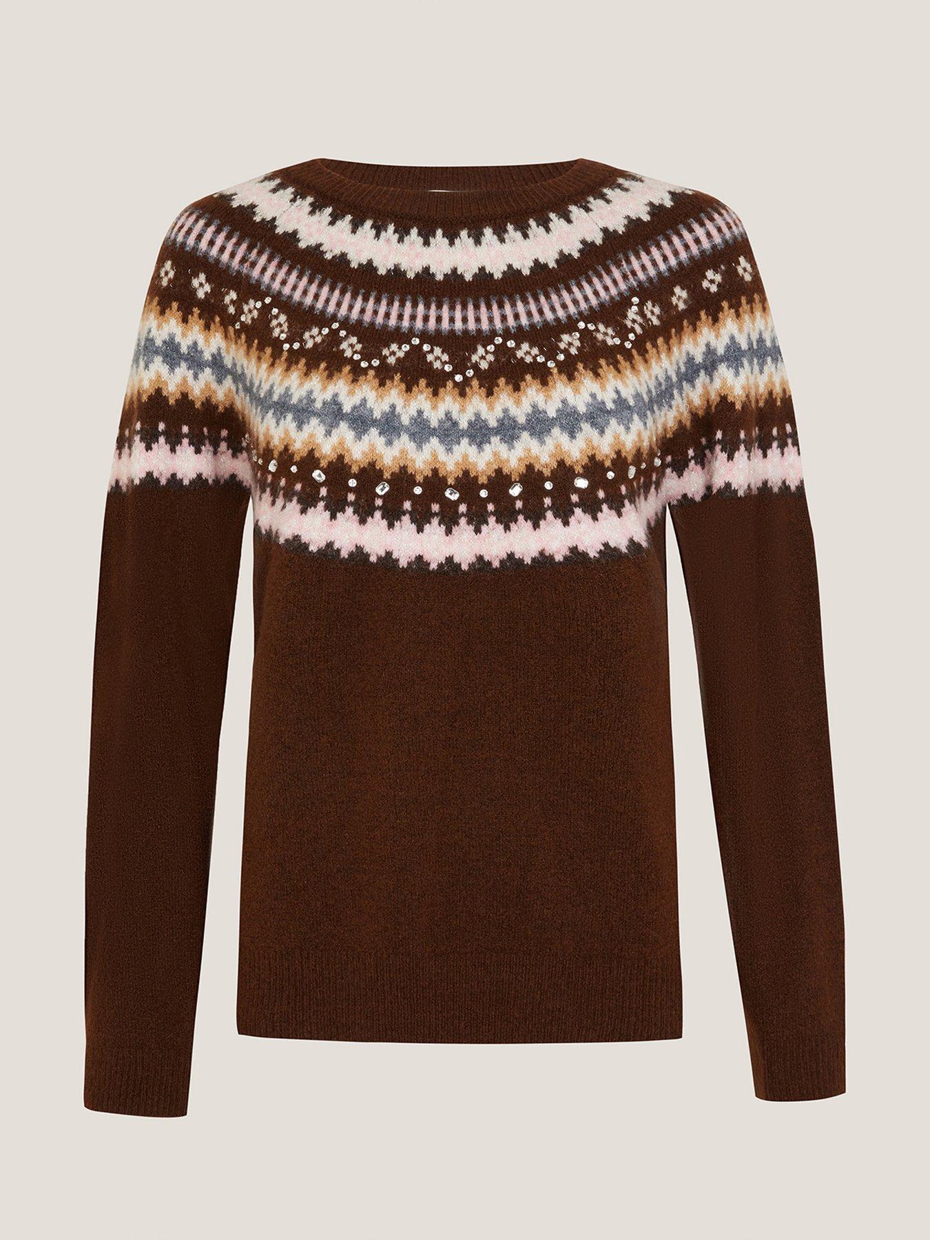 Image 3 of 5 of Monsoon Fran Fairisle Jumper - Brown
