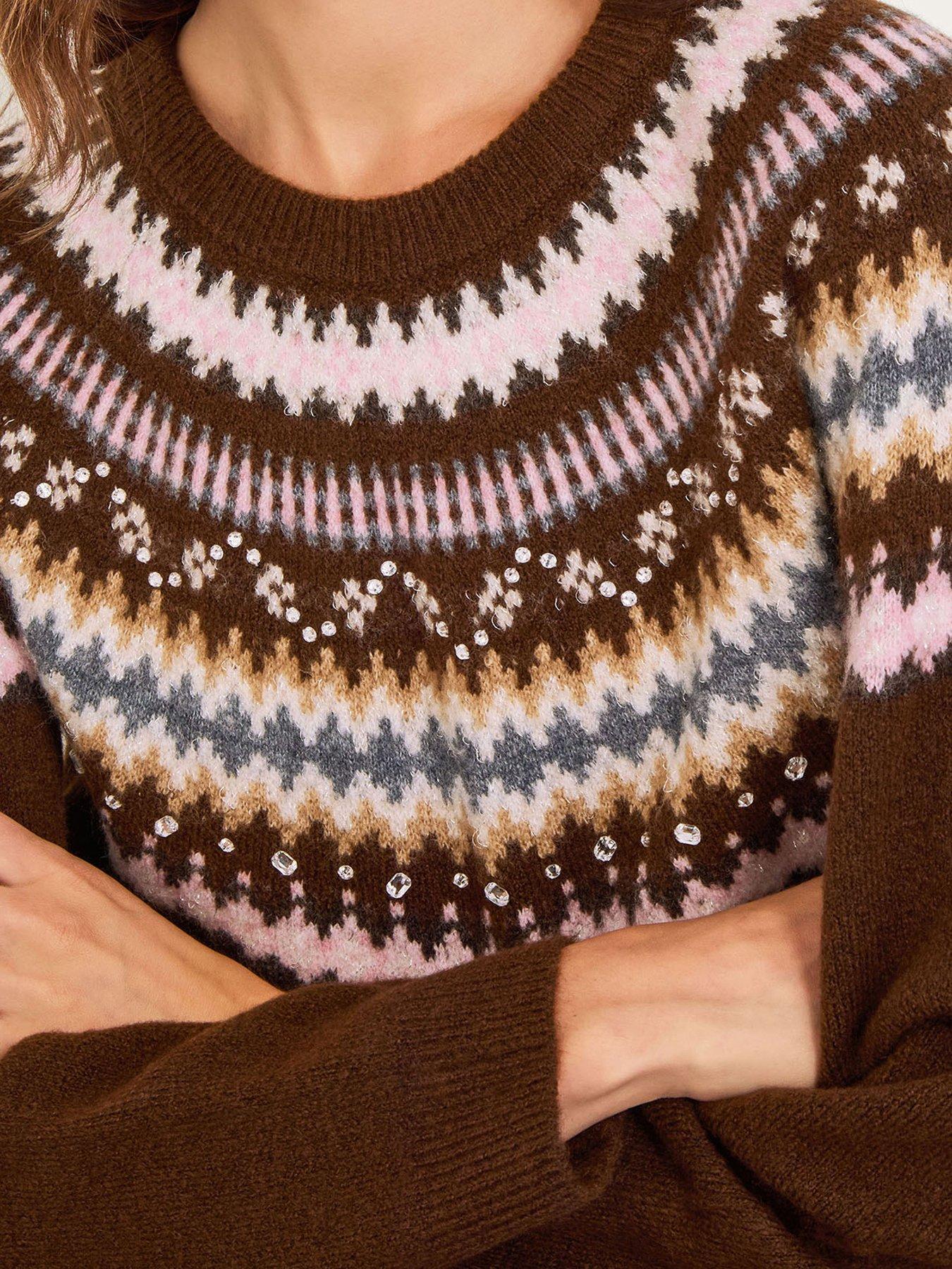 Image 5 of 5 of Monsoon Fran Fairisle Jumper - Brown