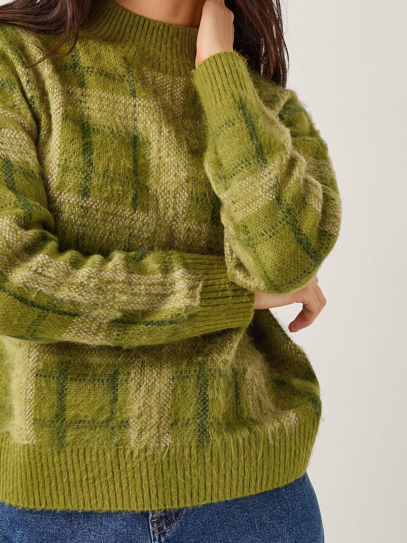 monsoon-cleo-check-jumper-greendetail