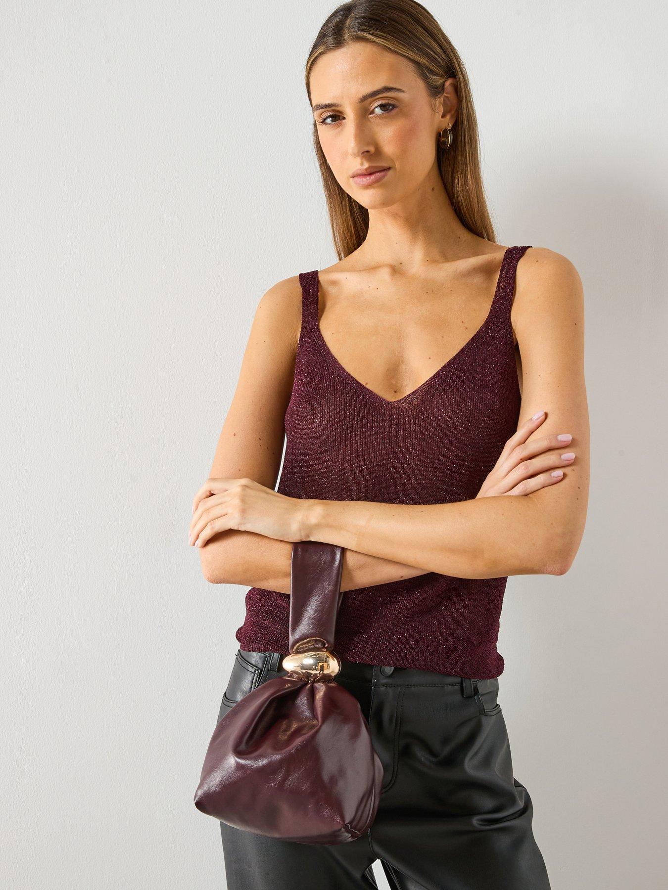 mango-lurex-knitted-v-neck-vest-top-red