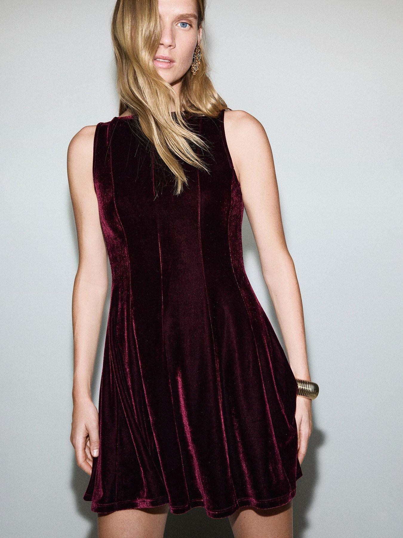 mango-velvet-skater-dress-red