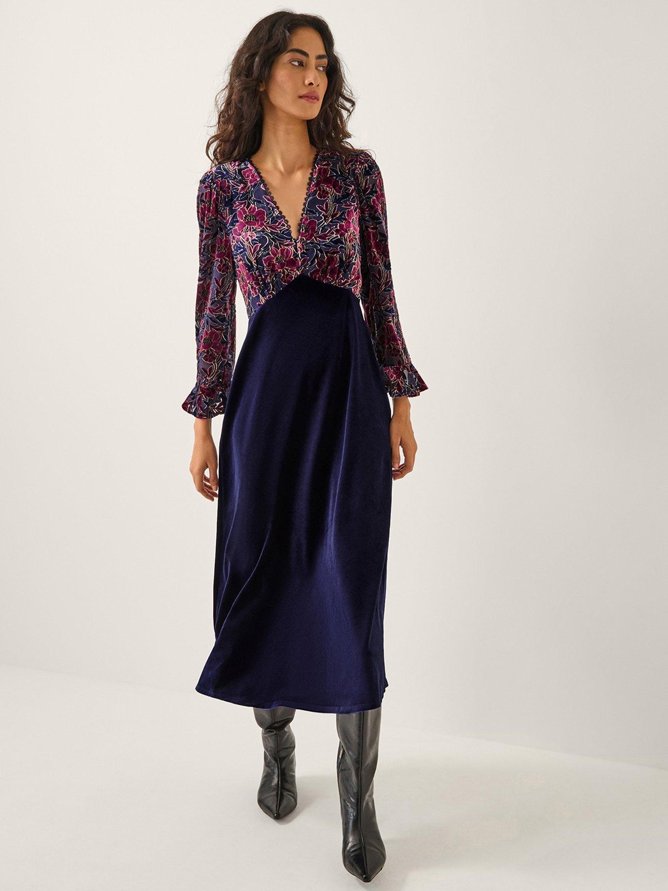 Monsoon Milena Devore Dress - Purple