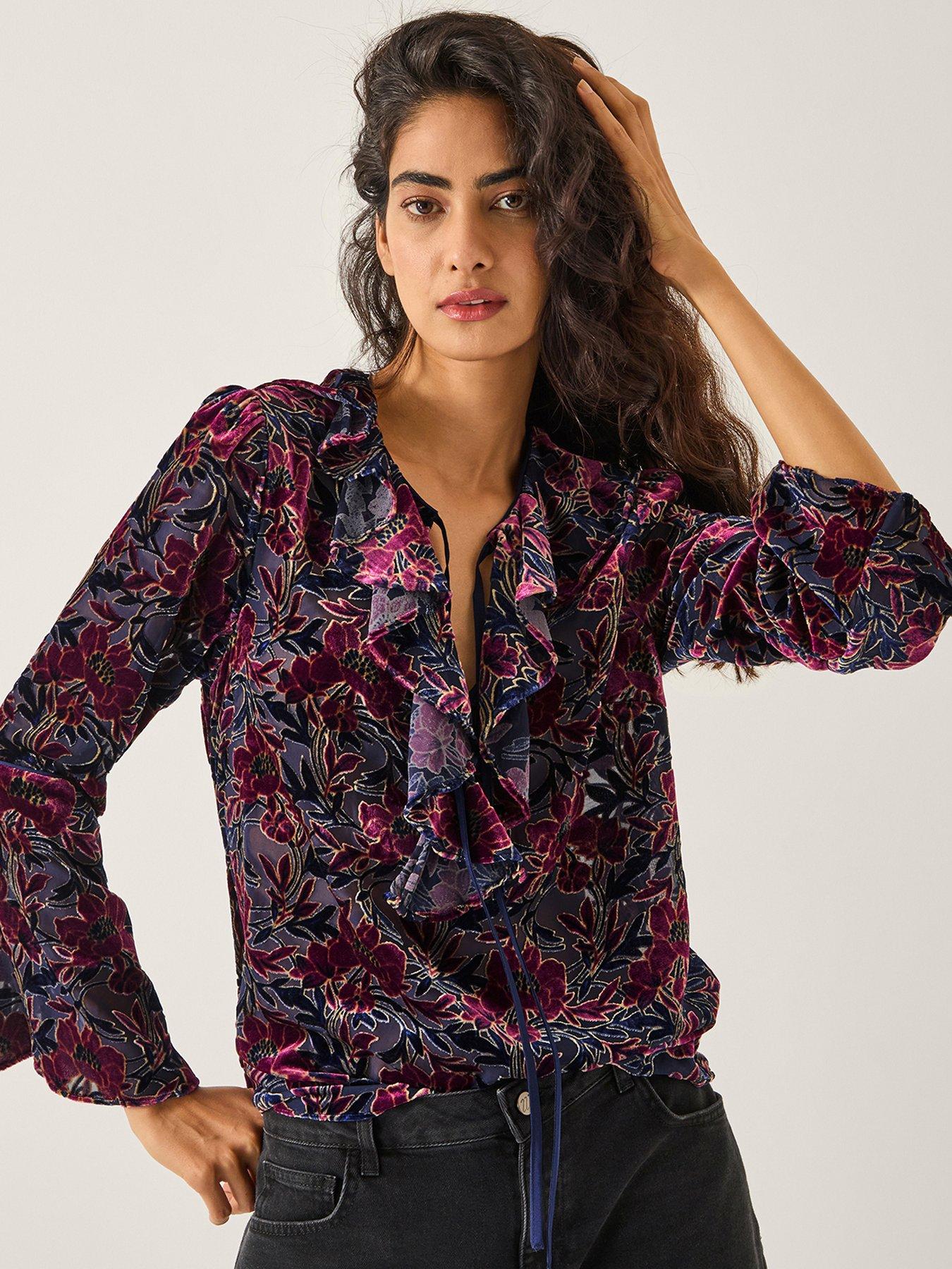 Monsoon Milena Devore Top - Purple