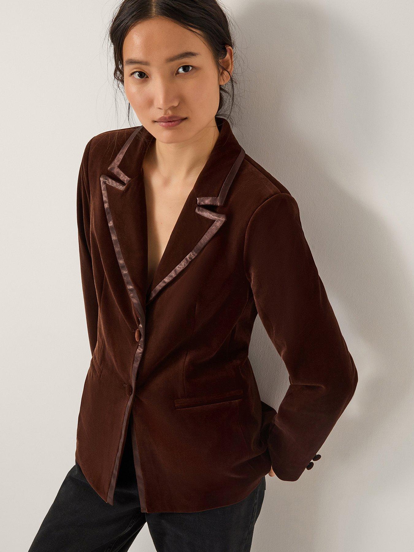 Monsoon Mila Velvet Jacket - Brown