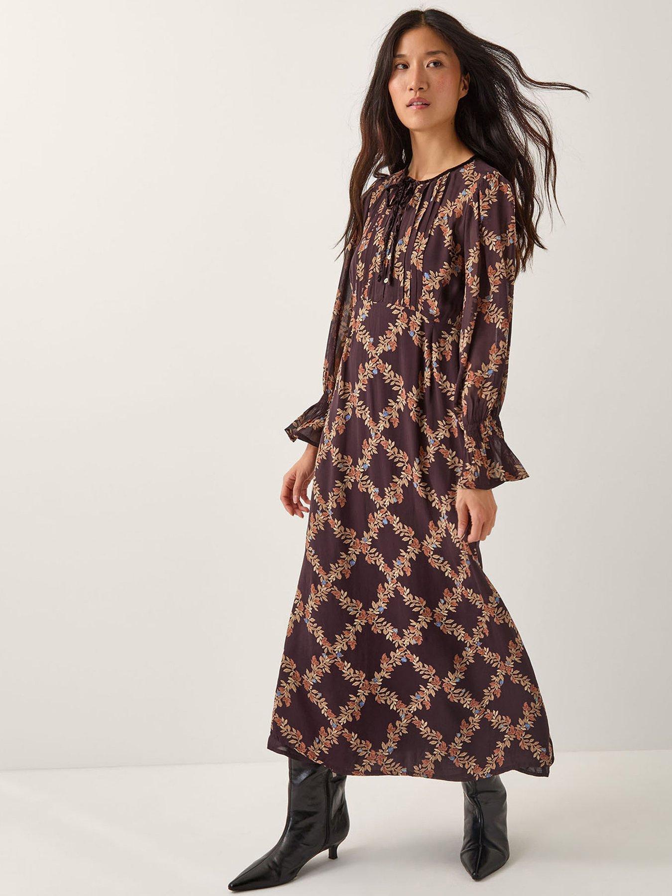 monsoon-cheryl-print-dress-brown