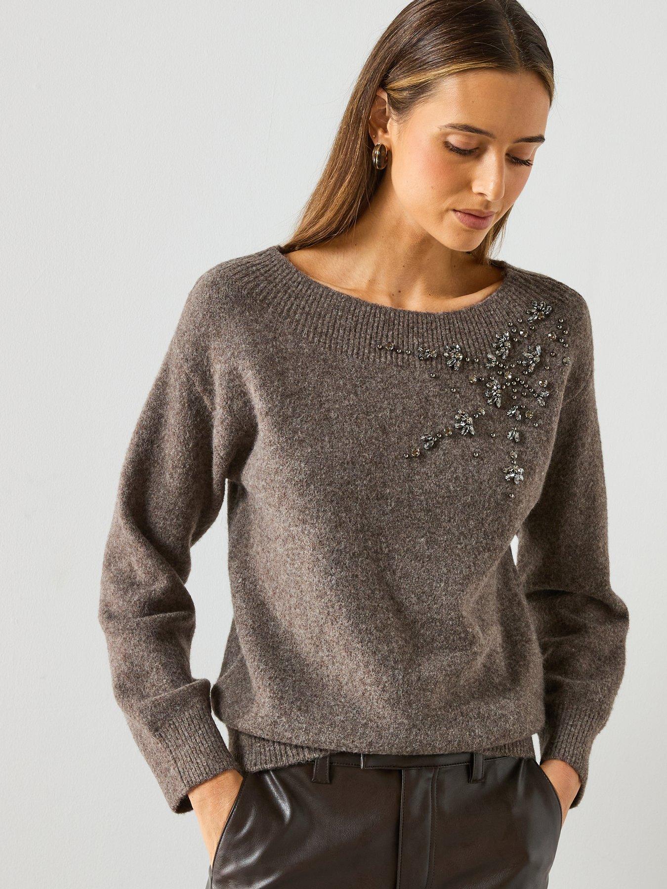 mango-embellished-jumper-browndetail