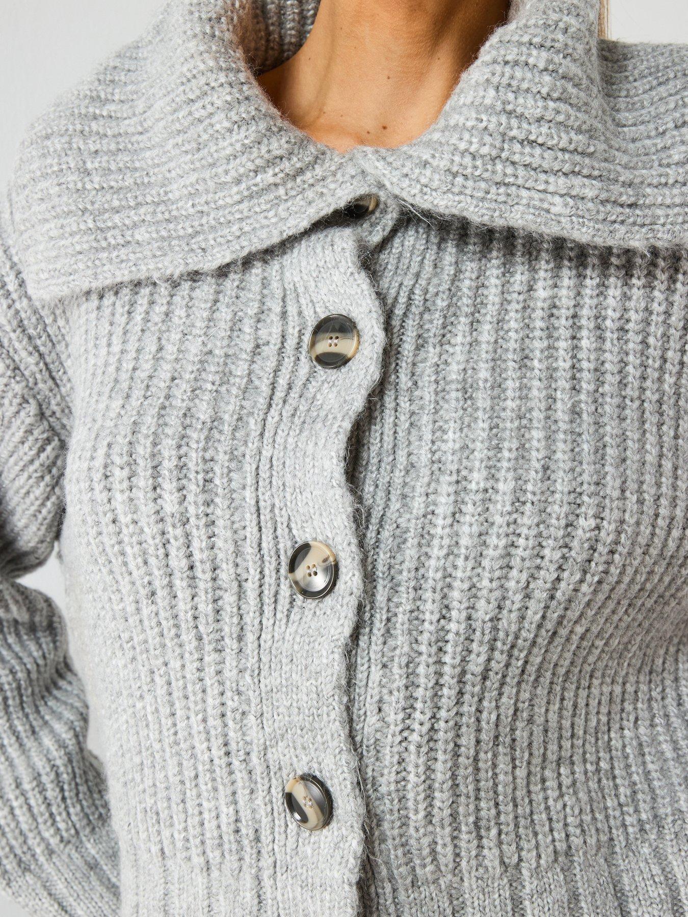 Image 5 of 6 of Mango Button Up Cardigan - Grey